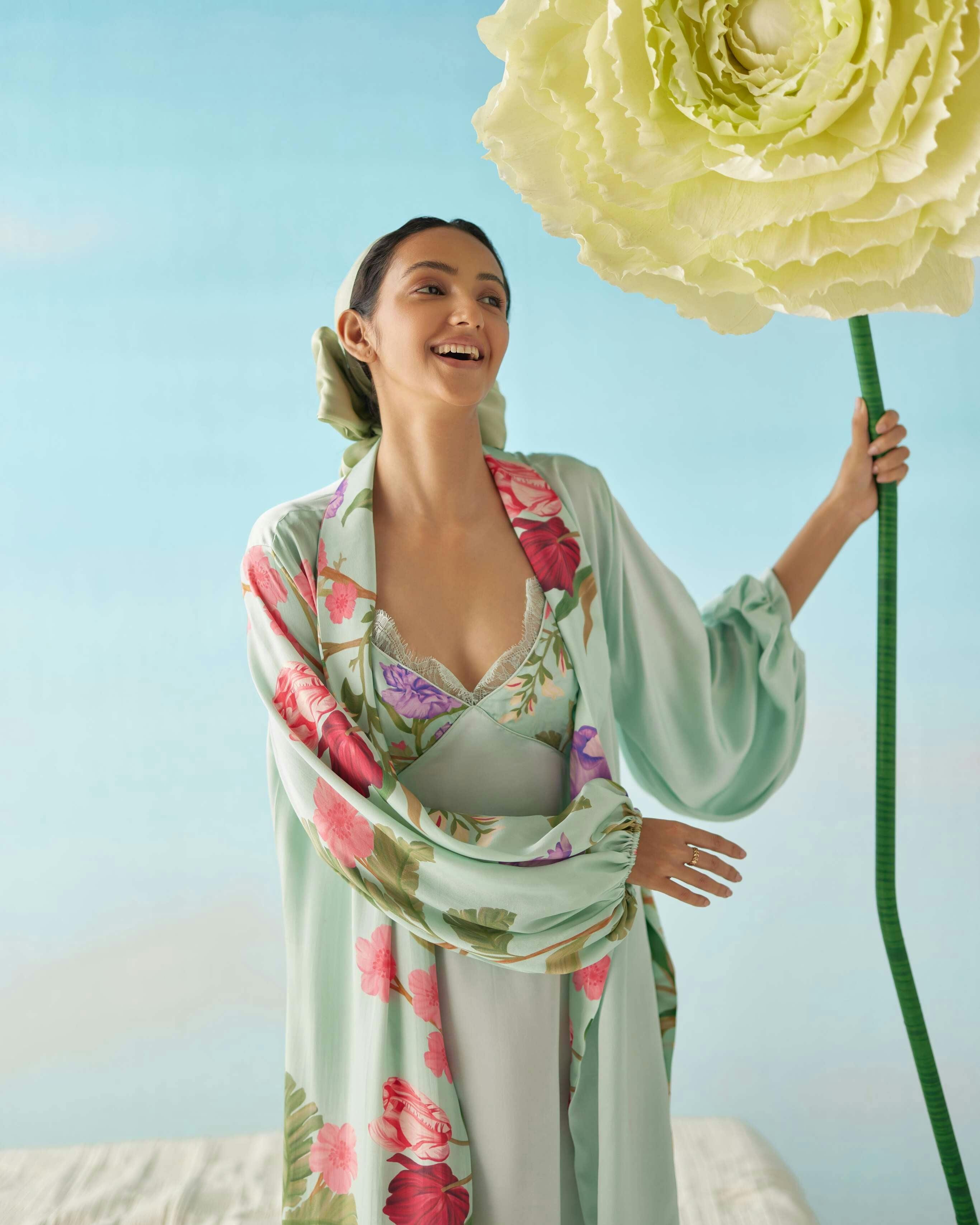 Thumbnail preview #0 for Celeste Floral Dream Silk Robe