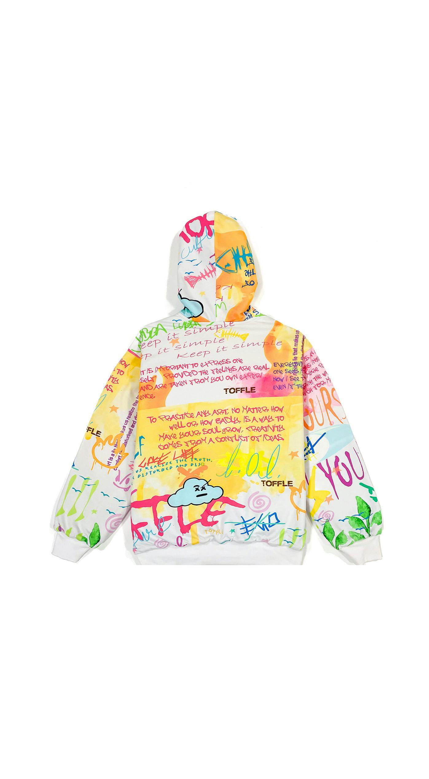 Thumbnail preview #1 for Graffiti White Hoodie