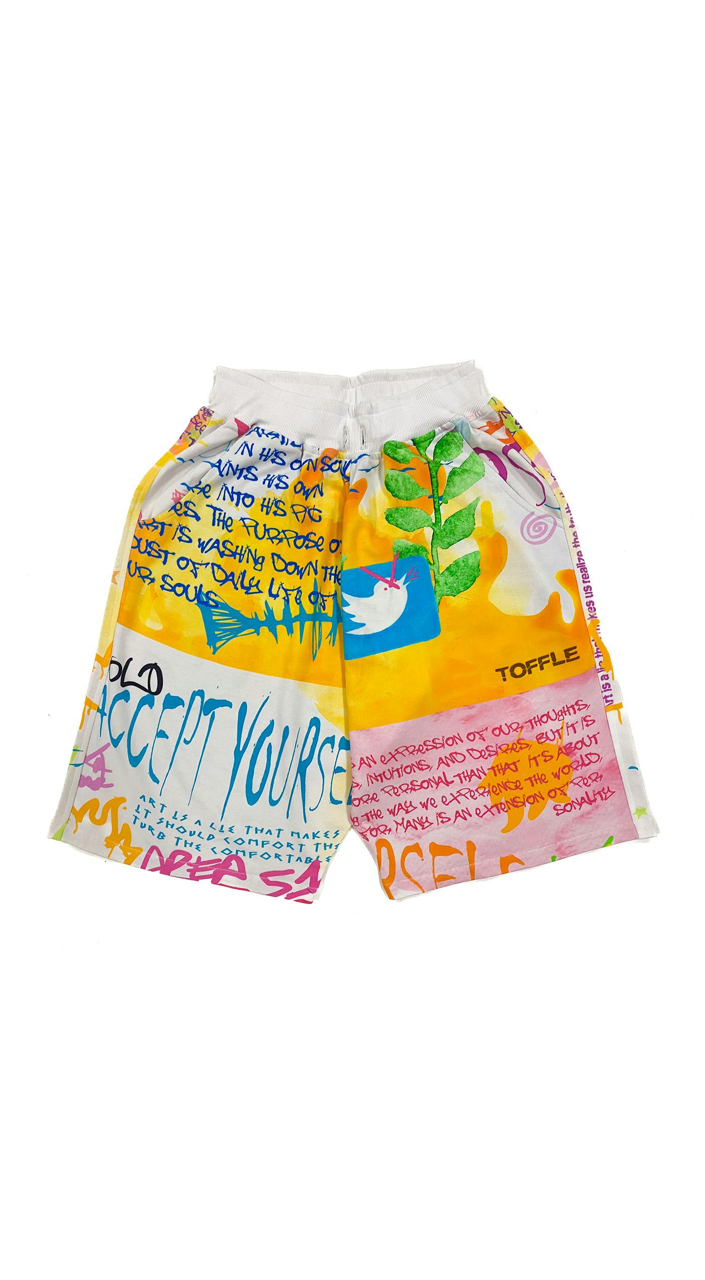 Thumbnail preview #0 for Graffiti White Shorts