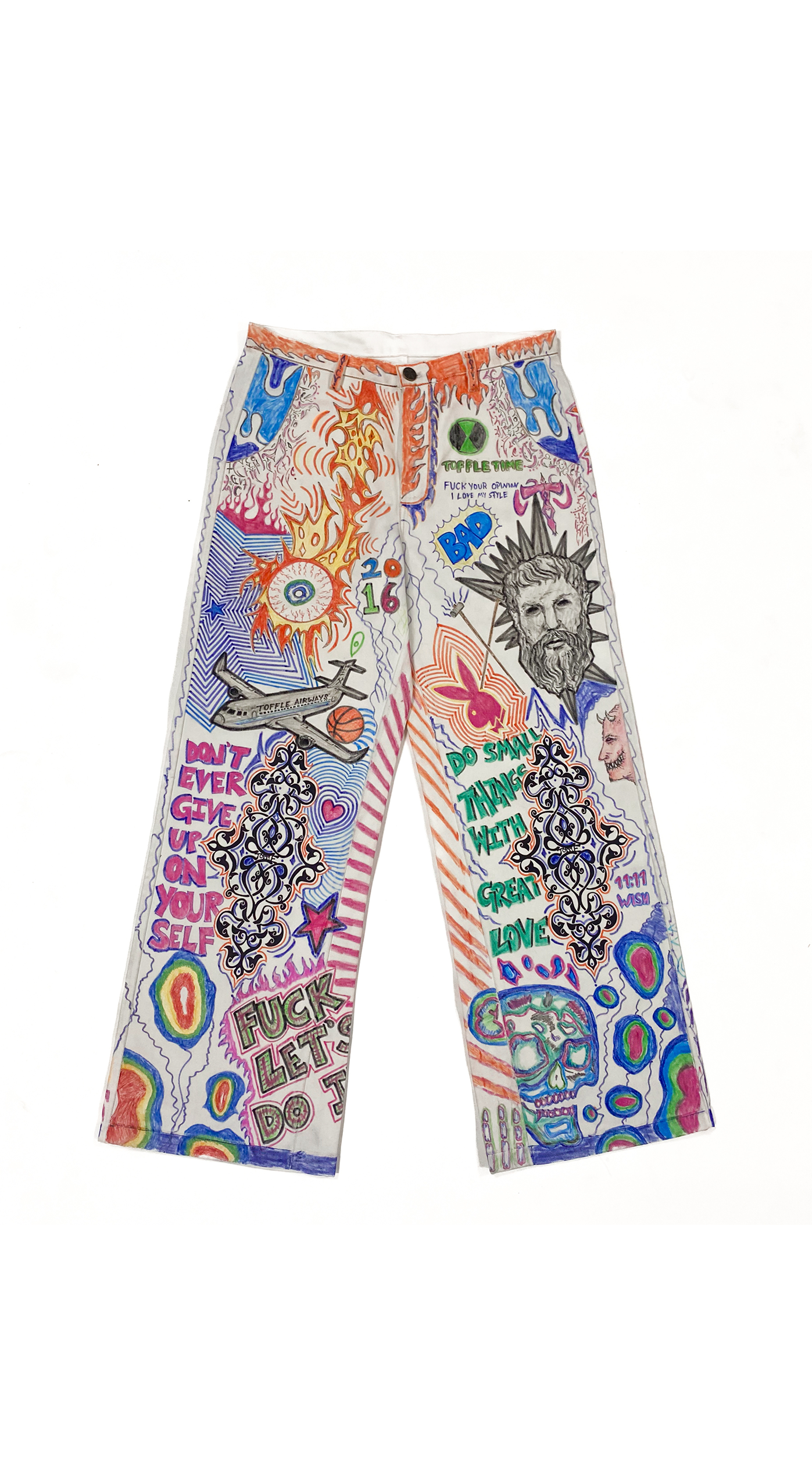 Thumbnail preview #0 for Handpainted White Graffiti Jeans 1/1