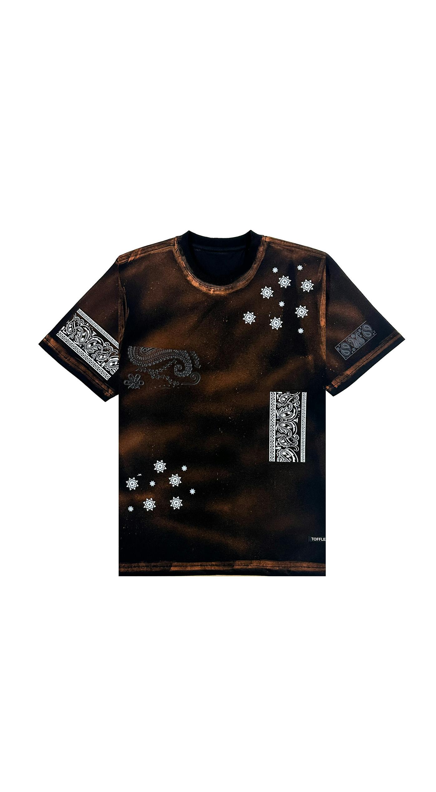 Black Bleached Paisley T-shirt, a product by TOFFLE