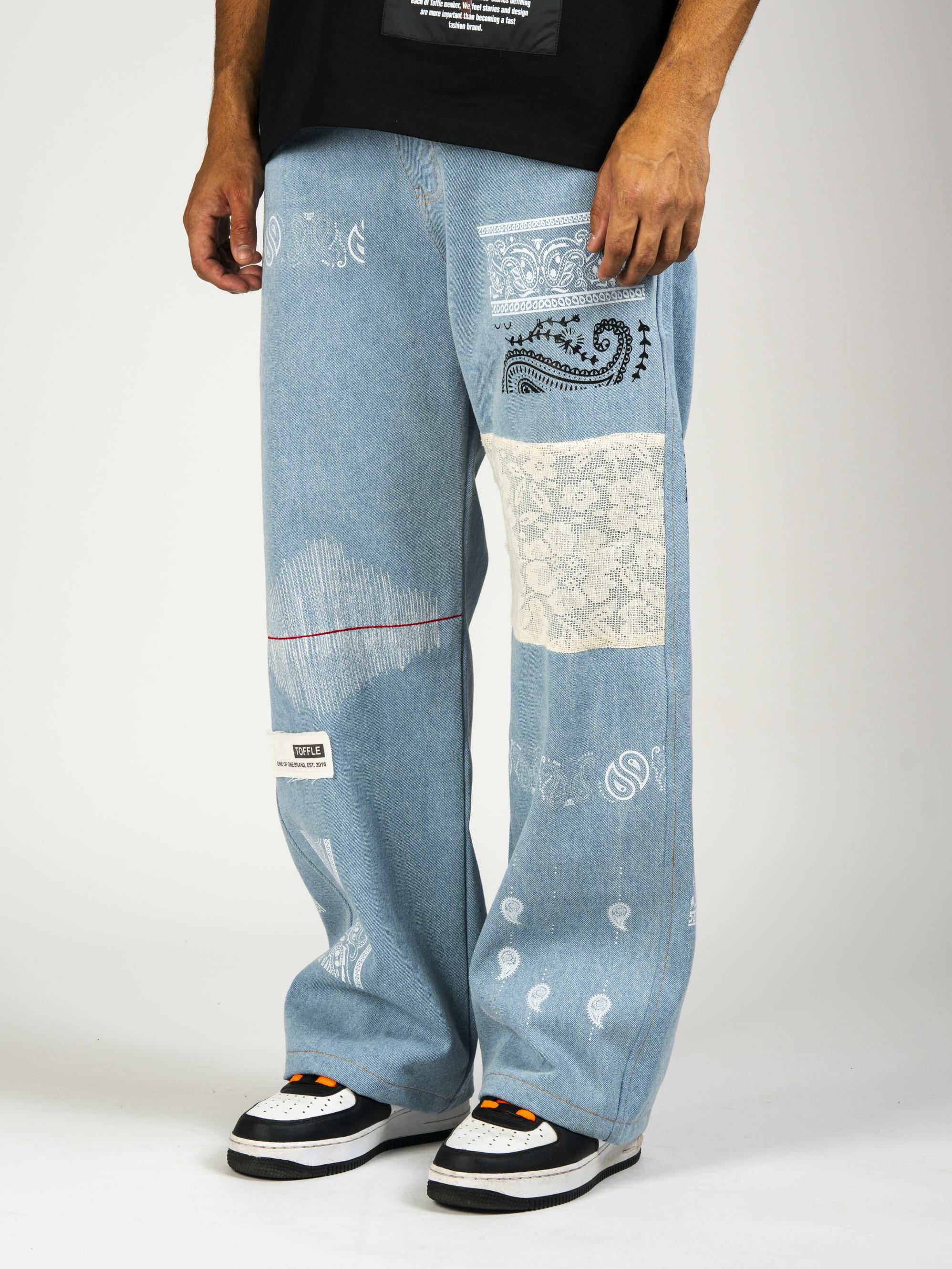 Light Blue Paisley Patch Denim, a product by TOFFLE