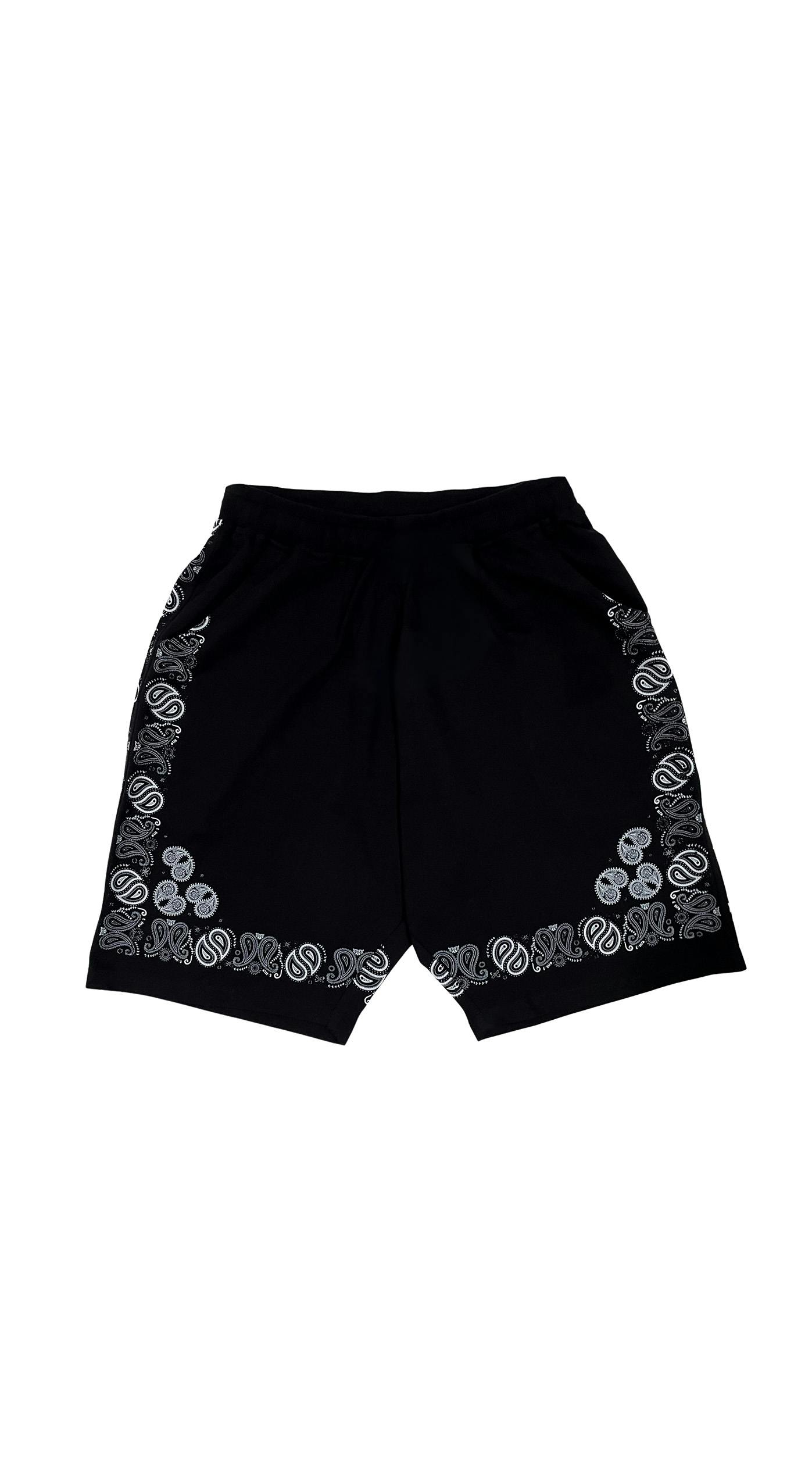 Black Paisley Outline Shorts, a product by TOFFLE