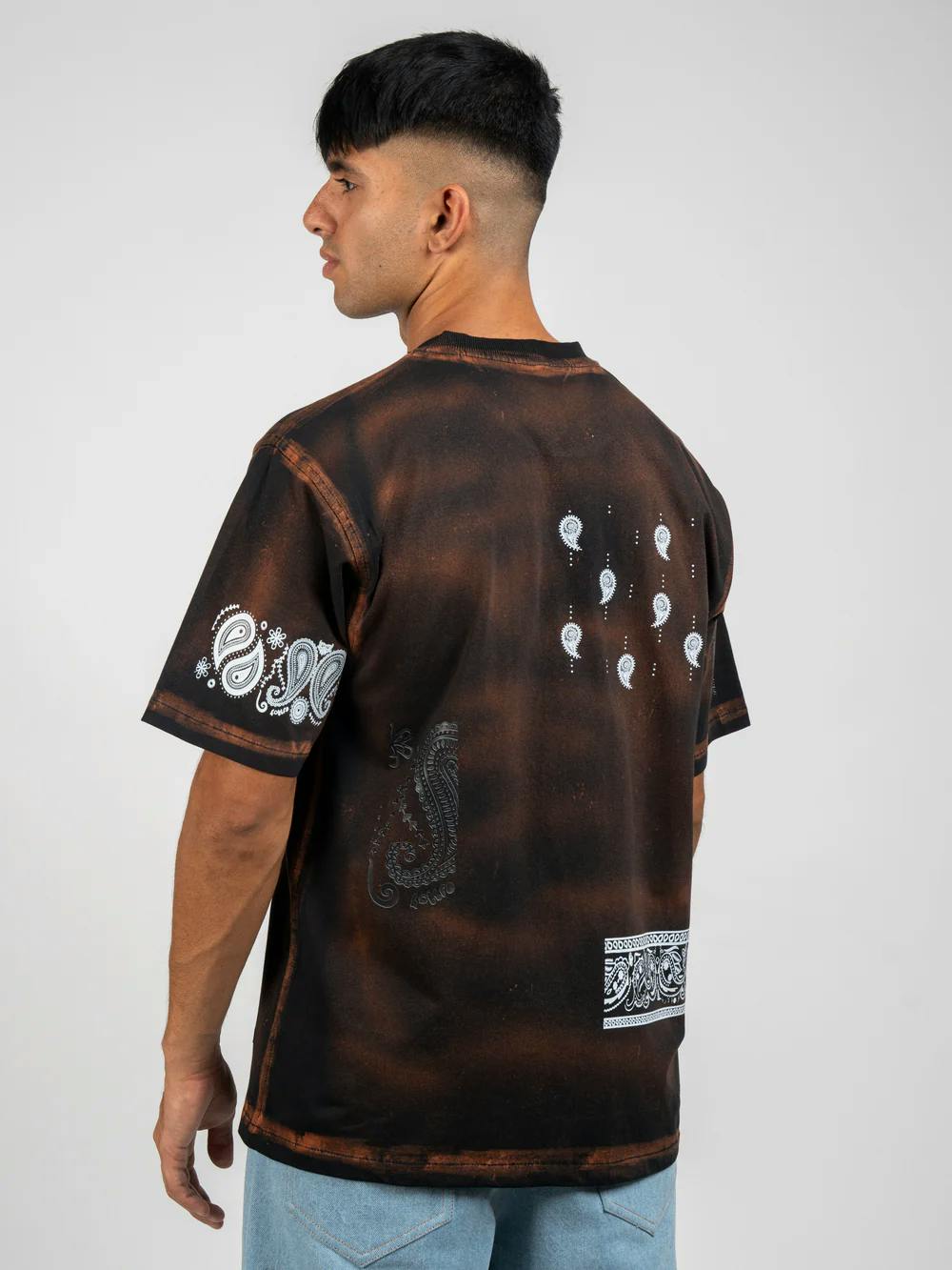 Thumbnail preview #4 for Black Bleached Paisley T-shirt