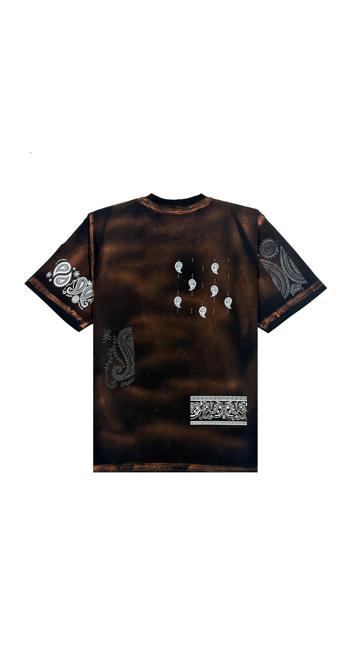 Thumbnail preview #1 for Black Bleached Paisley T-shirt