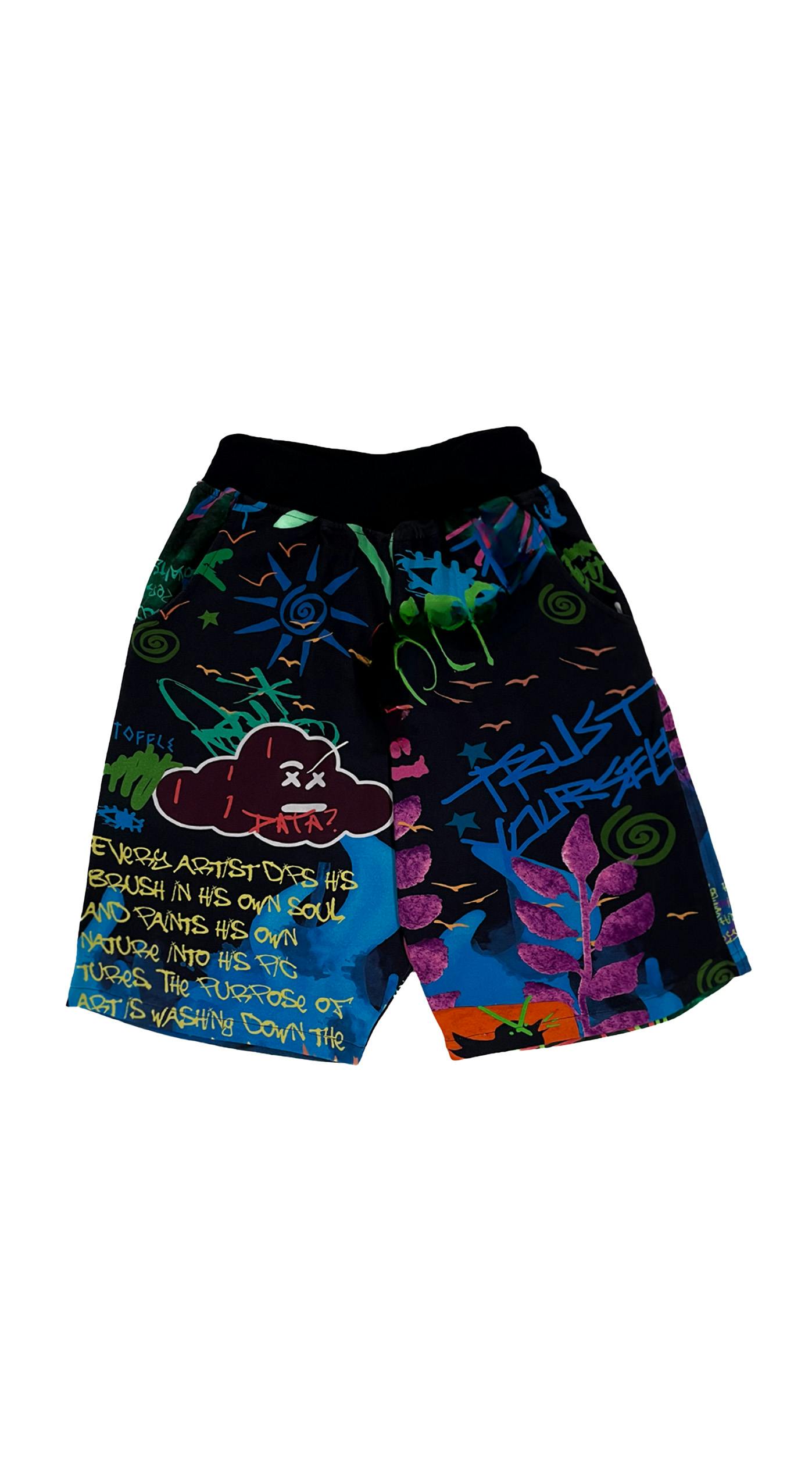 Thumbnail preview #0 for Graffiti Black Shorts