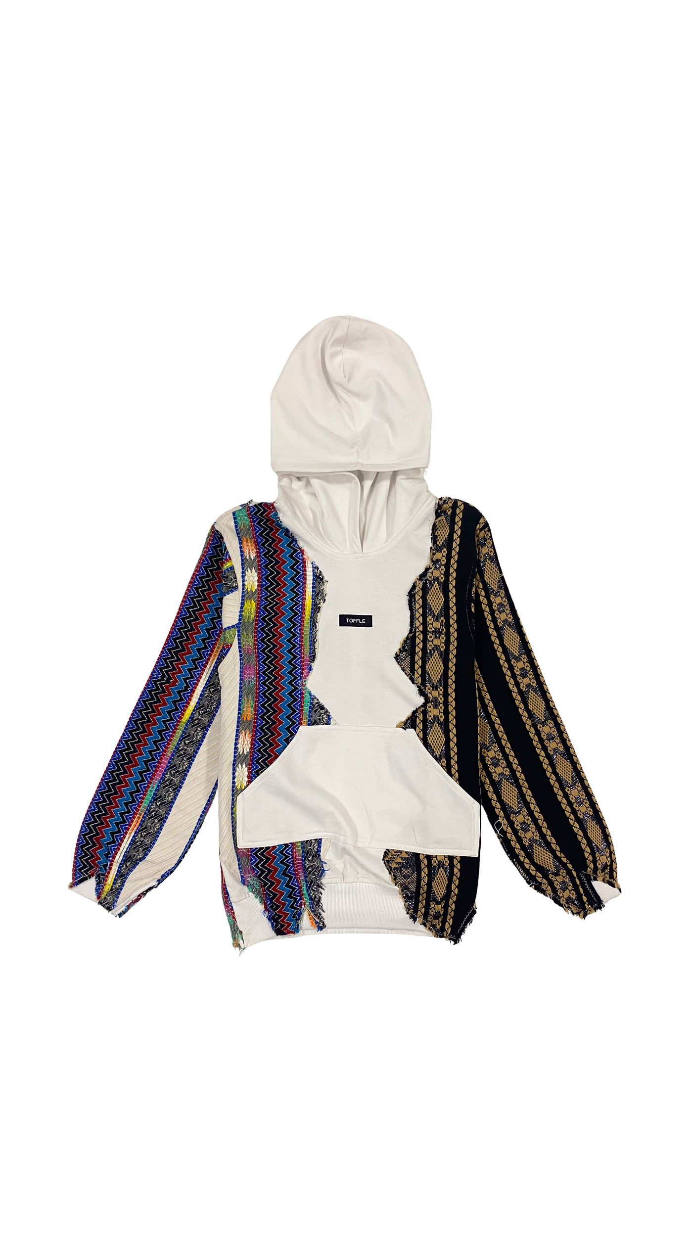 White Artistic Stitched Hoodie, a product by TOFFLE