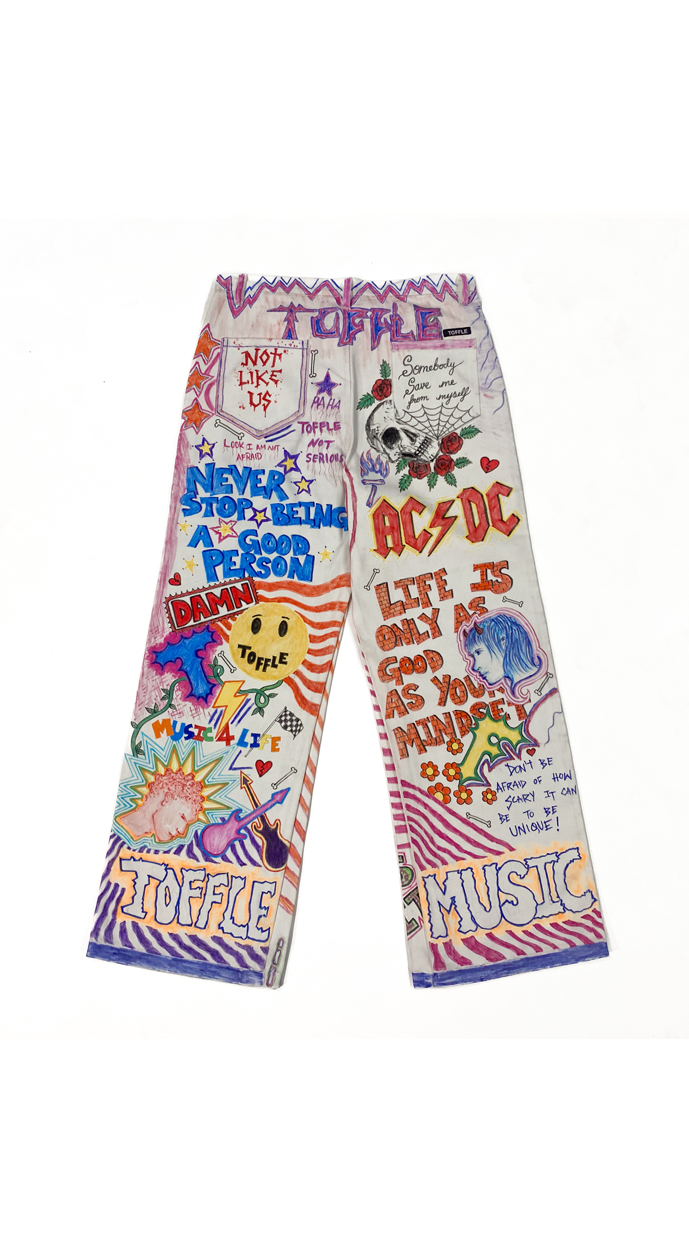 Thumbnail preview #1 for Handpainted White Graffiti Jeans 1/1