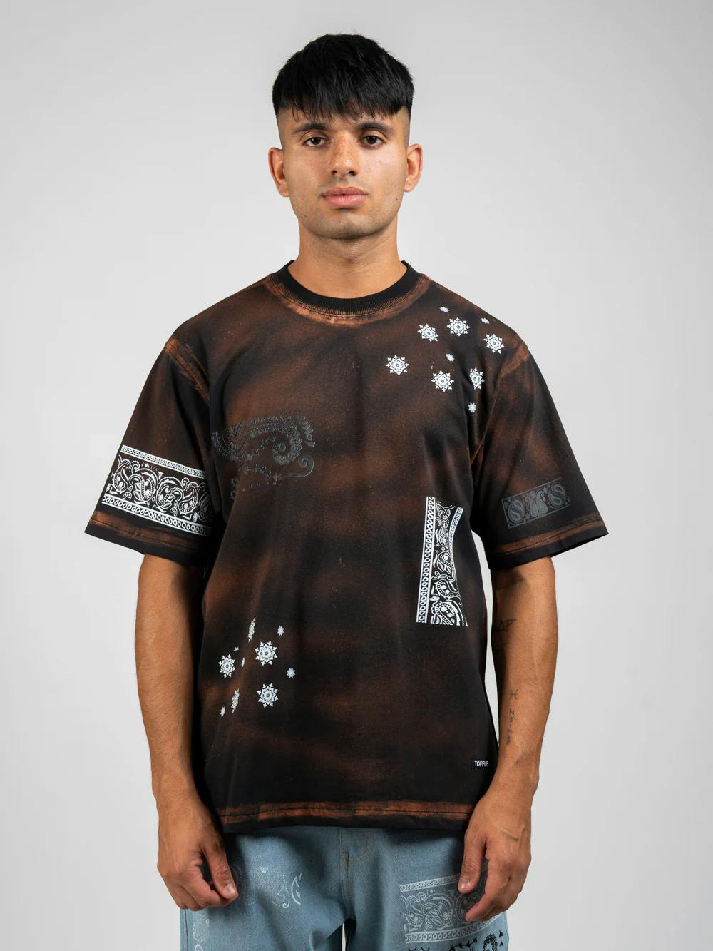 Black Bleached Paisley T-shirt, a product by TOFFLE