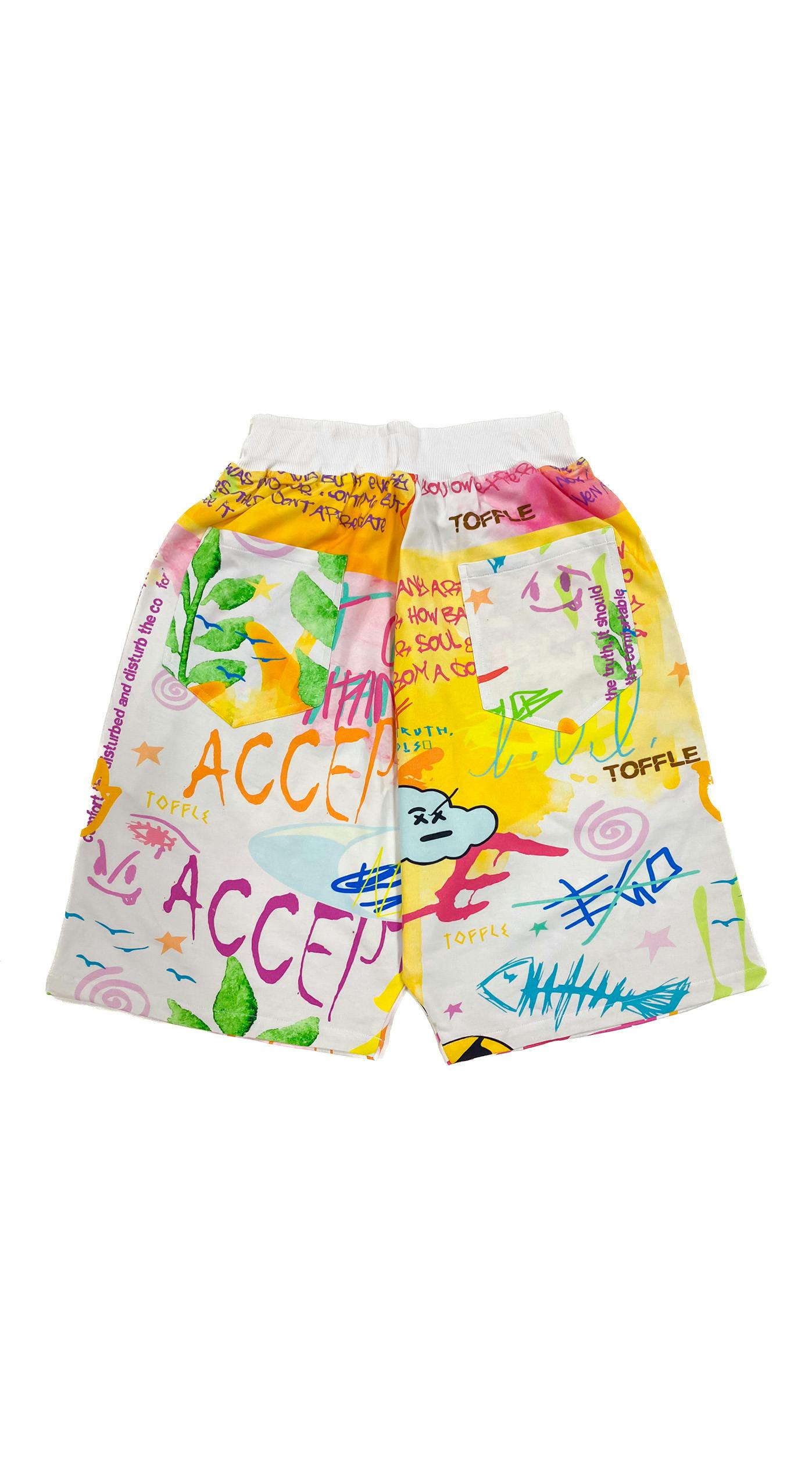 Thumbnail preview #1 for Graffiti White Shorts