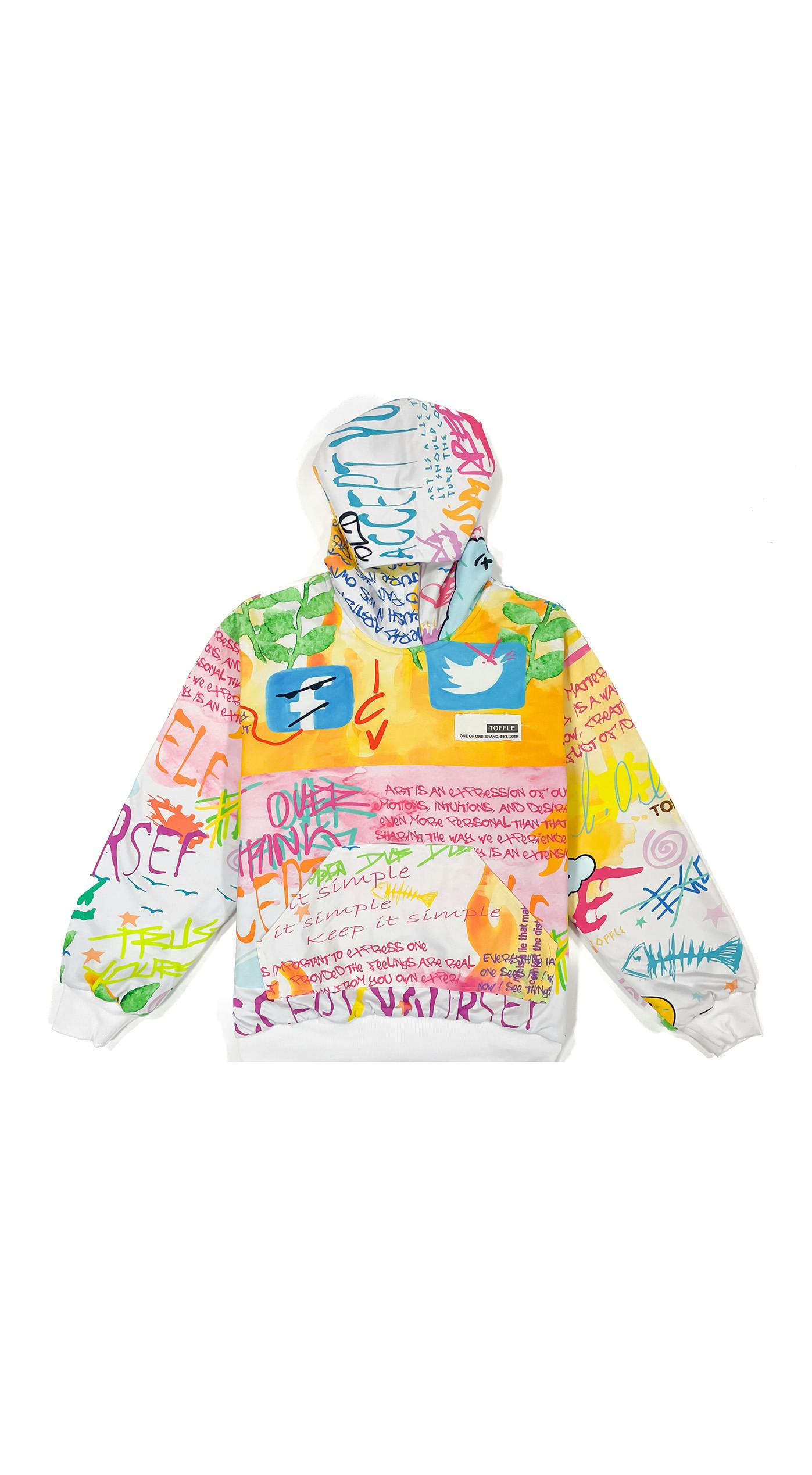 Thumbnail preview #0 for Graffiti White Hoodie