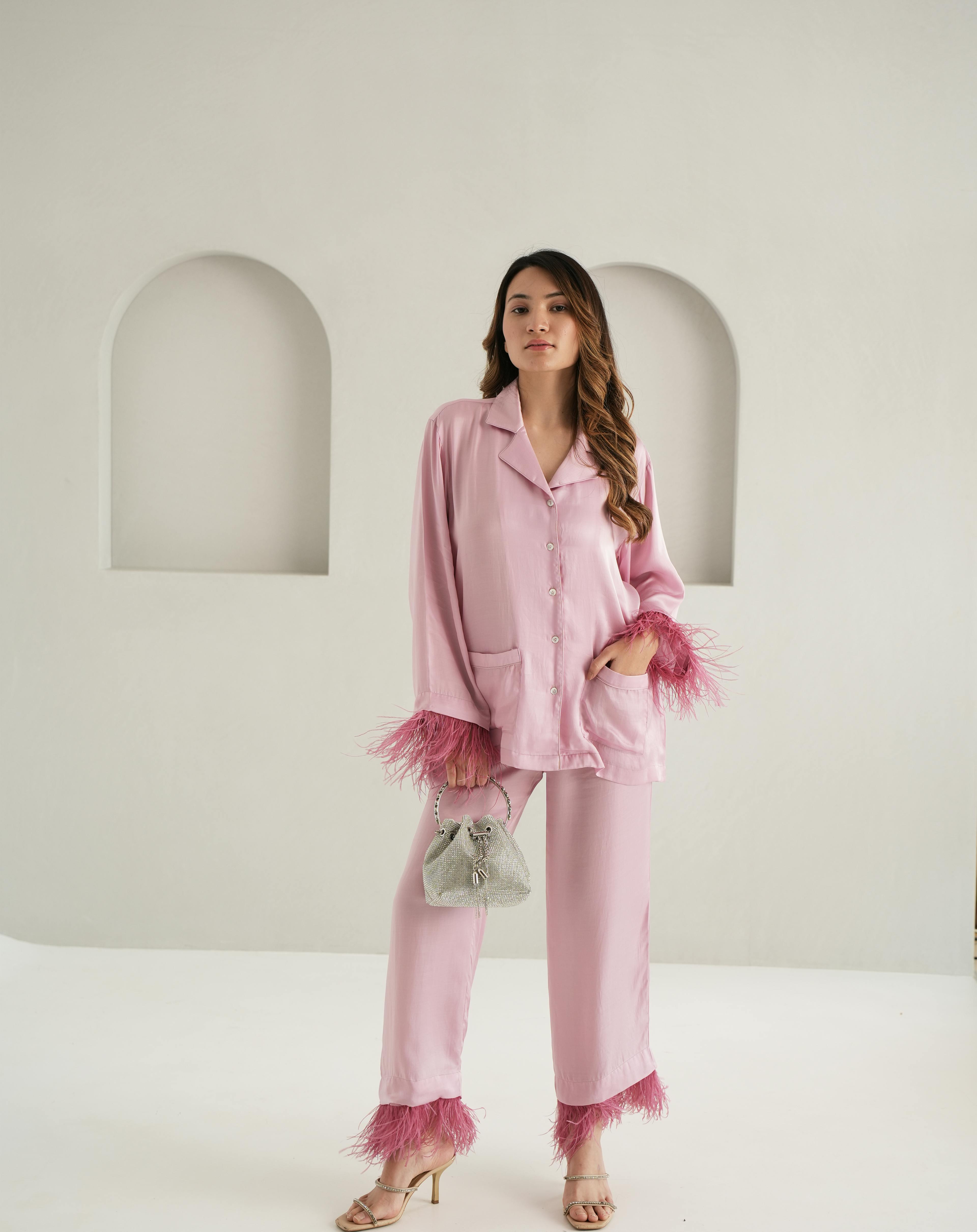 Thumbnail preview #3 for Life Of The Party - Vegan Silk Feather Pyjama Set 