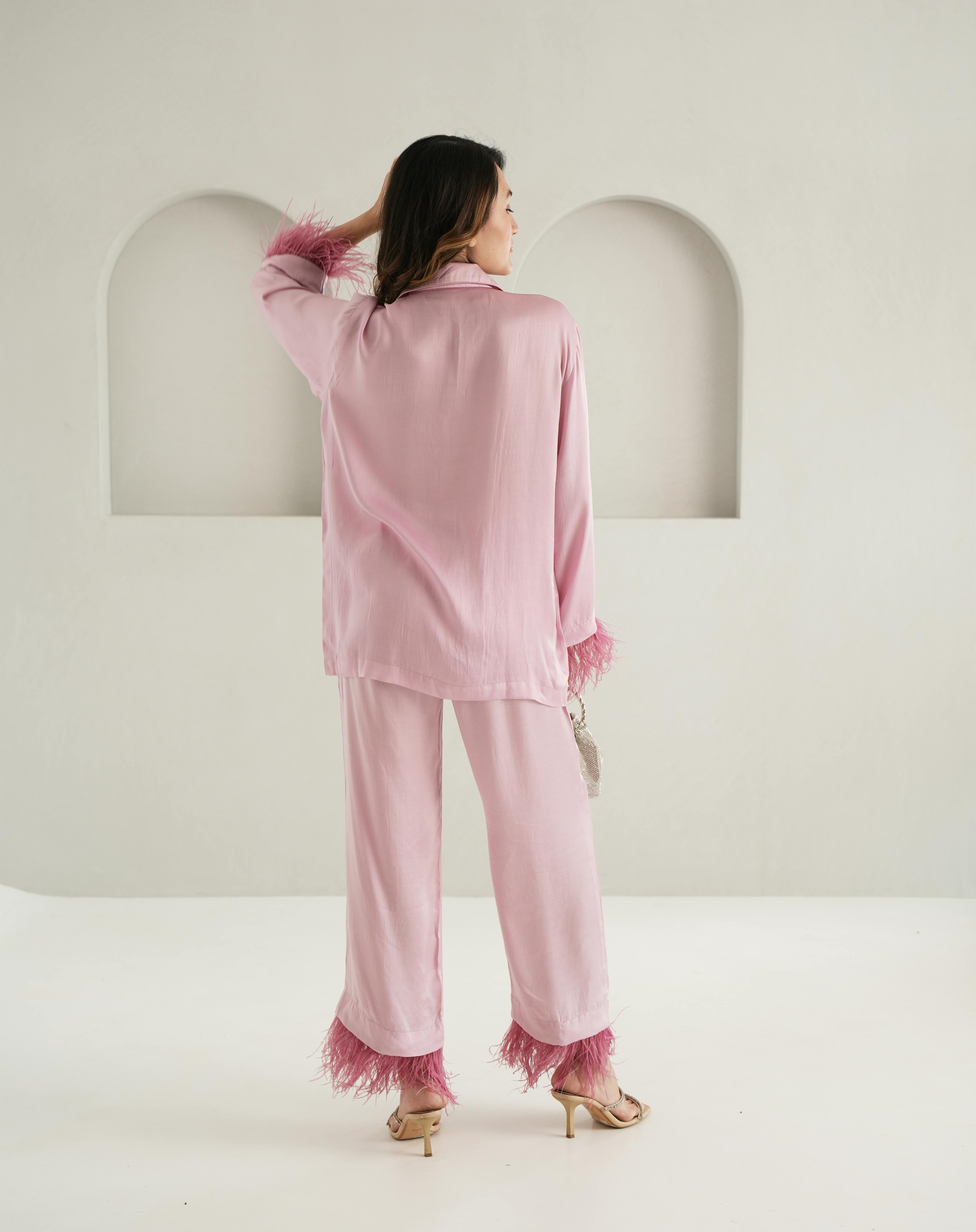 Thumbnail preview #1 for Life Of The Party - Vegan Silk Feather Pyjama Set 