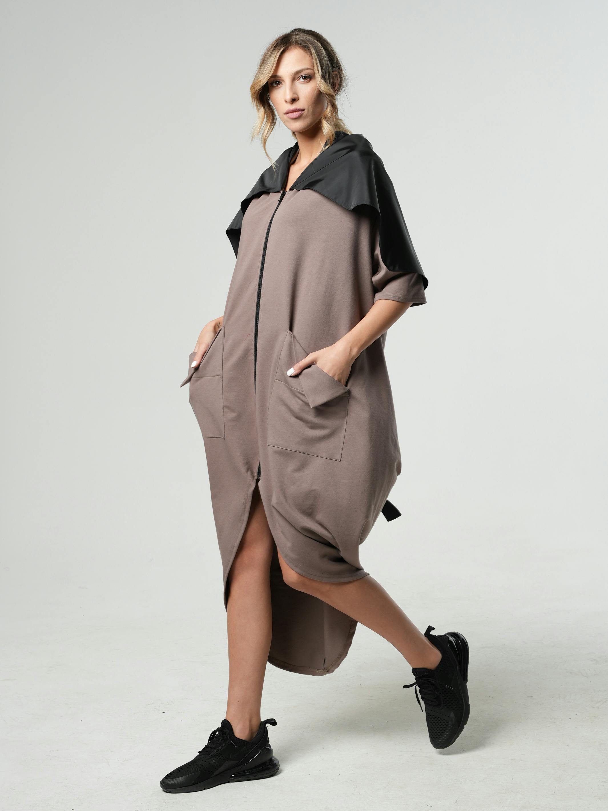 Thumbnail preview #7 for Extravagant Zipper Tunic With Shoulder Cape