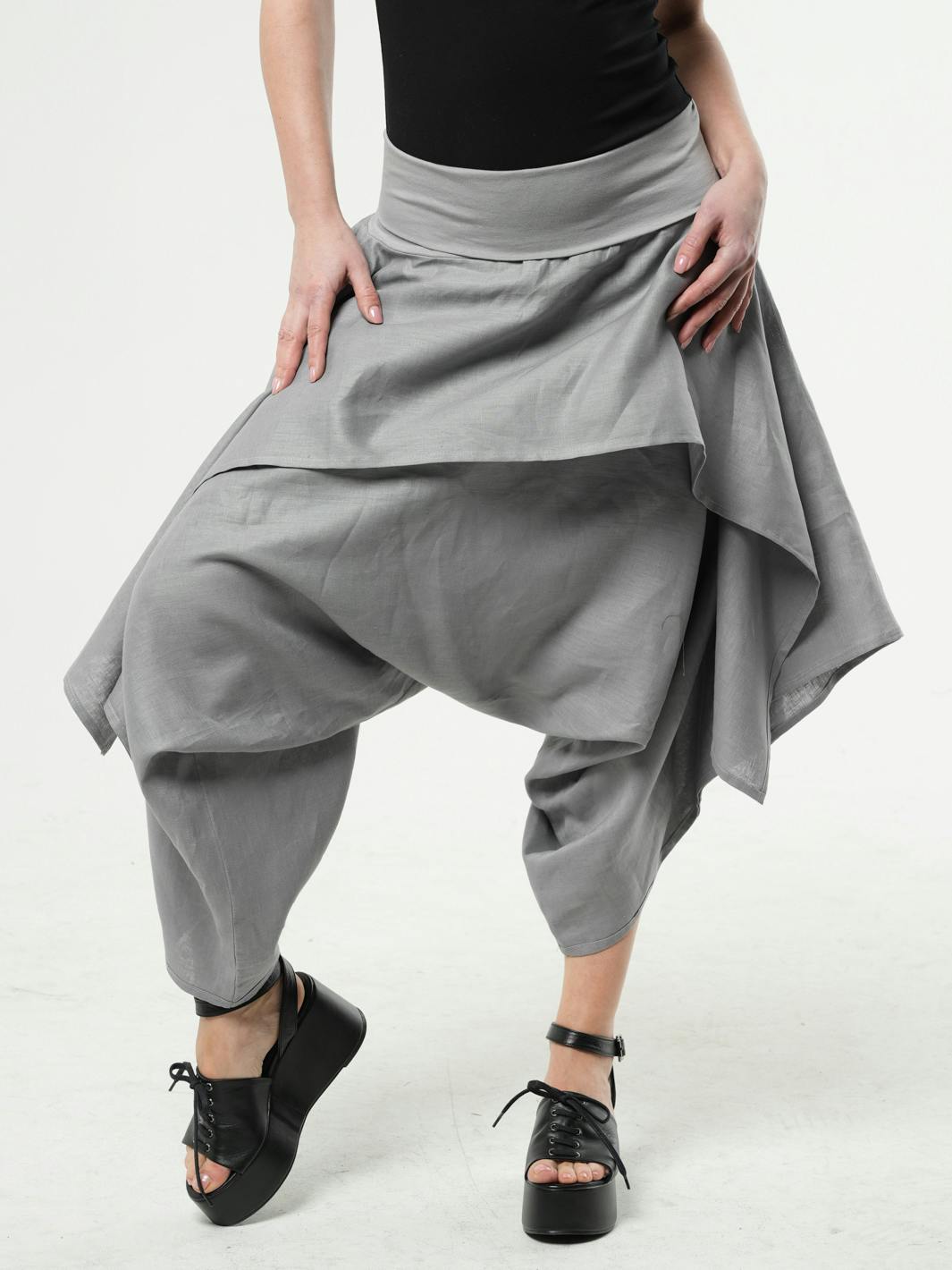 Thumbnail preview #2 for Linen Skirt Pants With Elastic Waist