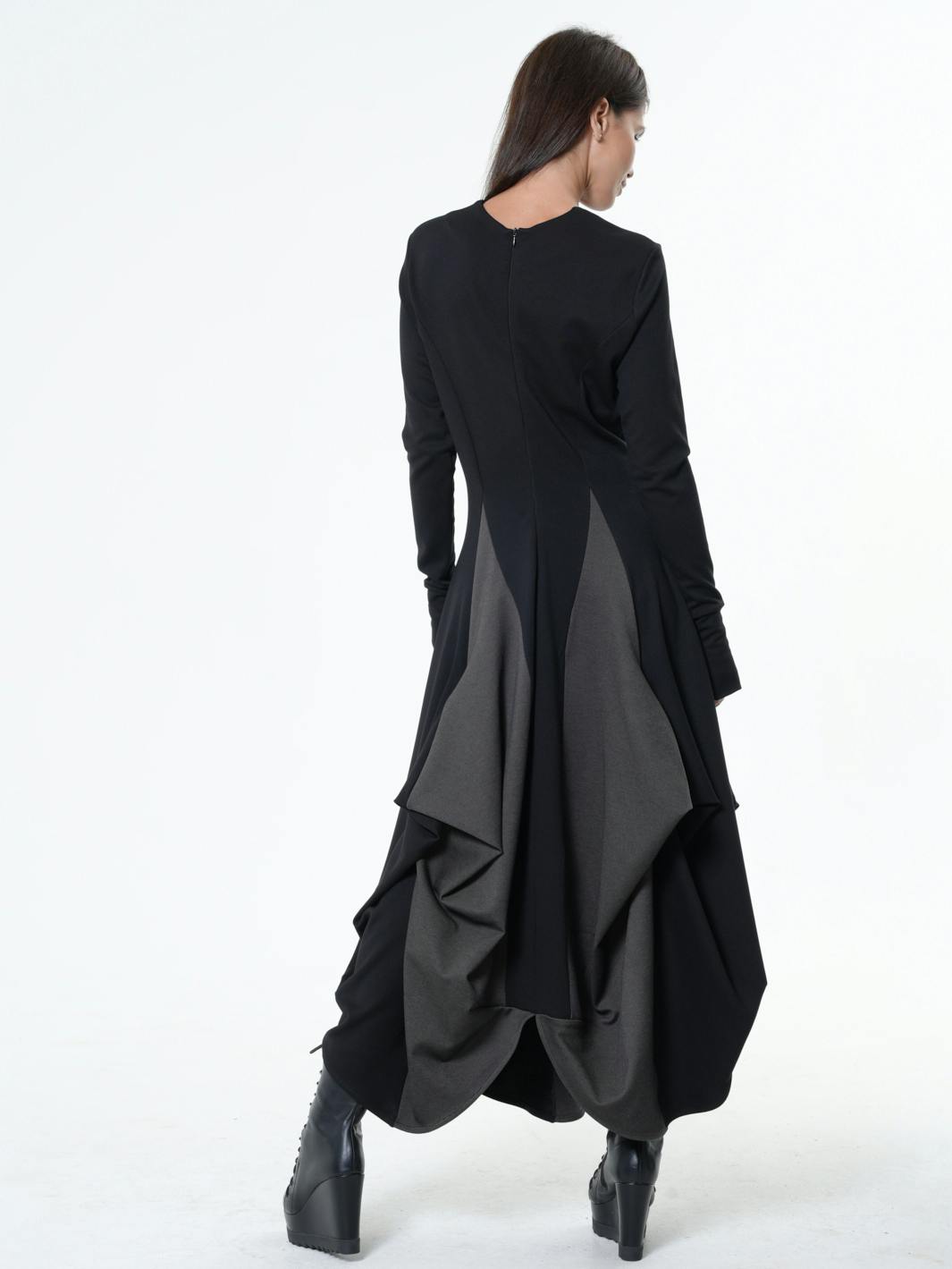 Thumbnail preview #1 for Long Dress With Draping and Thumbhole Sleeves