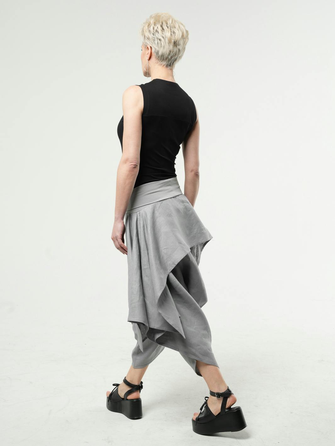 Thumbnail preview #4 for Linen Skirt Pants With Elastic Waist