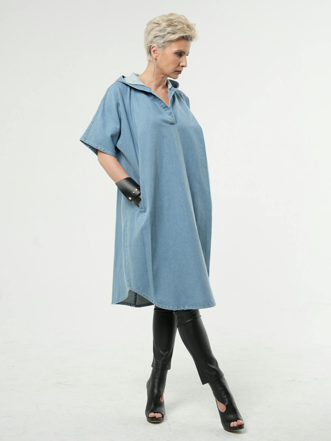 Thumbnail preview #3 for Oversized Denim Hooded Dress