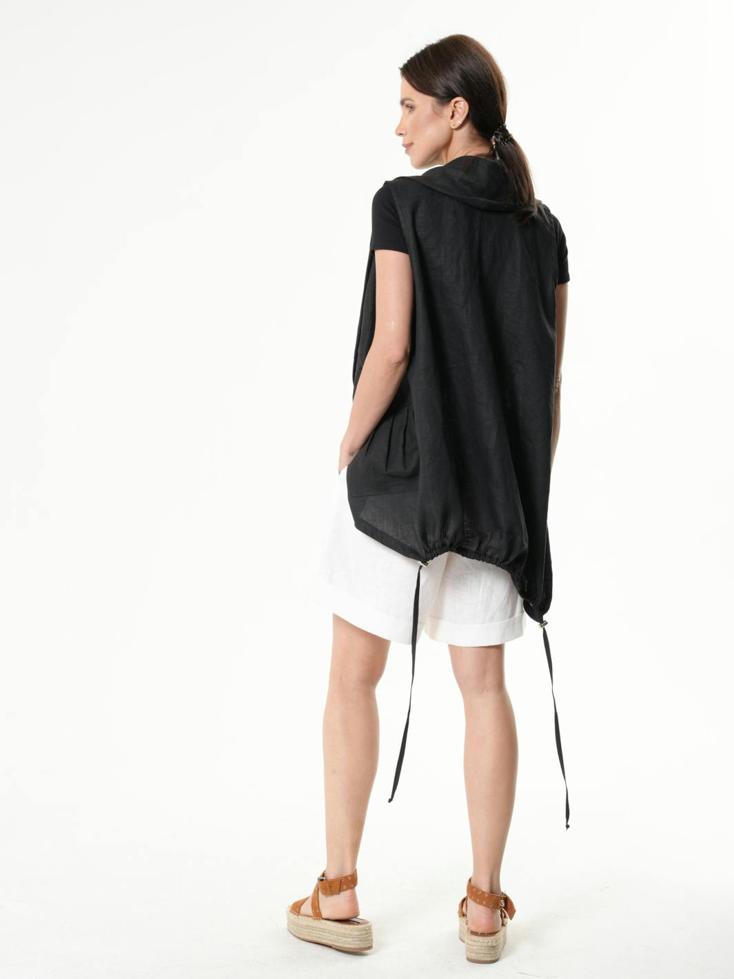 Thumbnail preview #2 for Asymmetric Linen Top / Sleeveless Linen Vest 