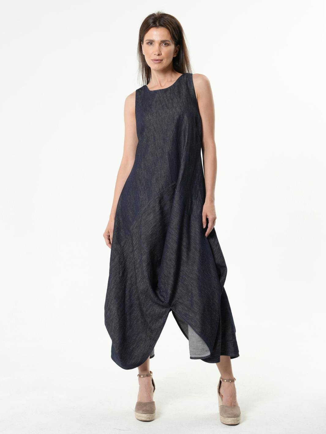 Long Denim Dress With Linen, a product by METAMORPHOZA