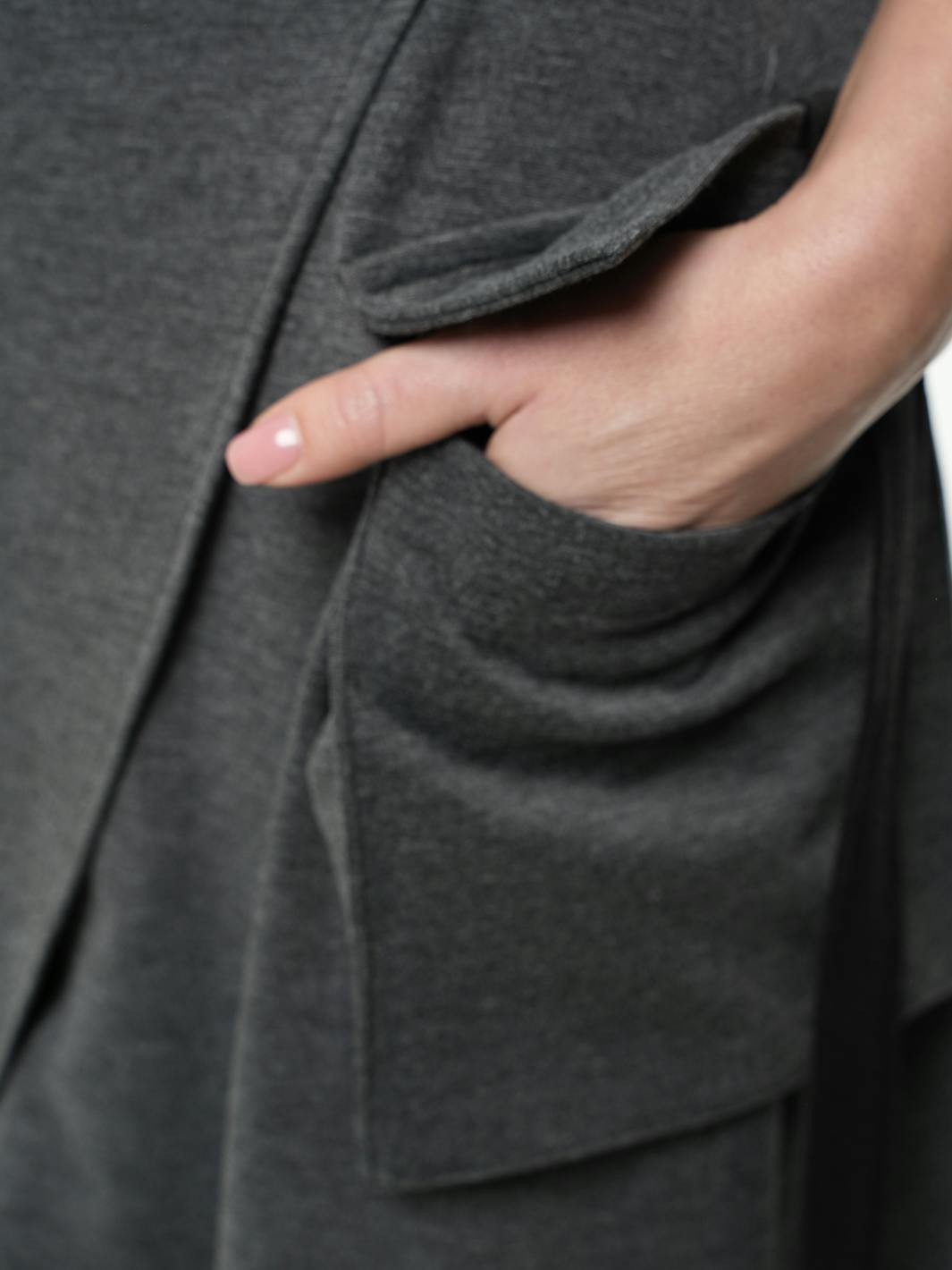 Thumbnail preview #9 for Asymmetric Gray Long Skirt with Zippers 