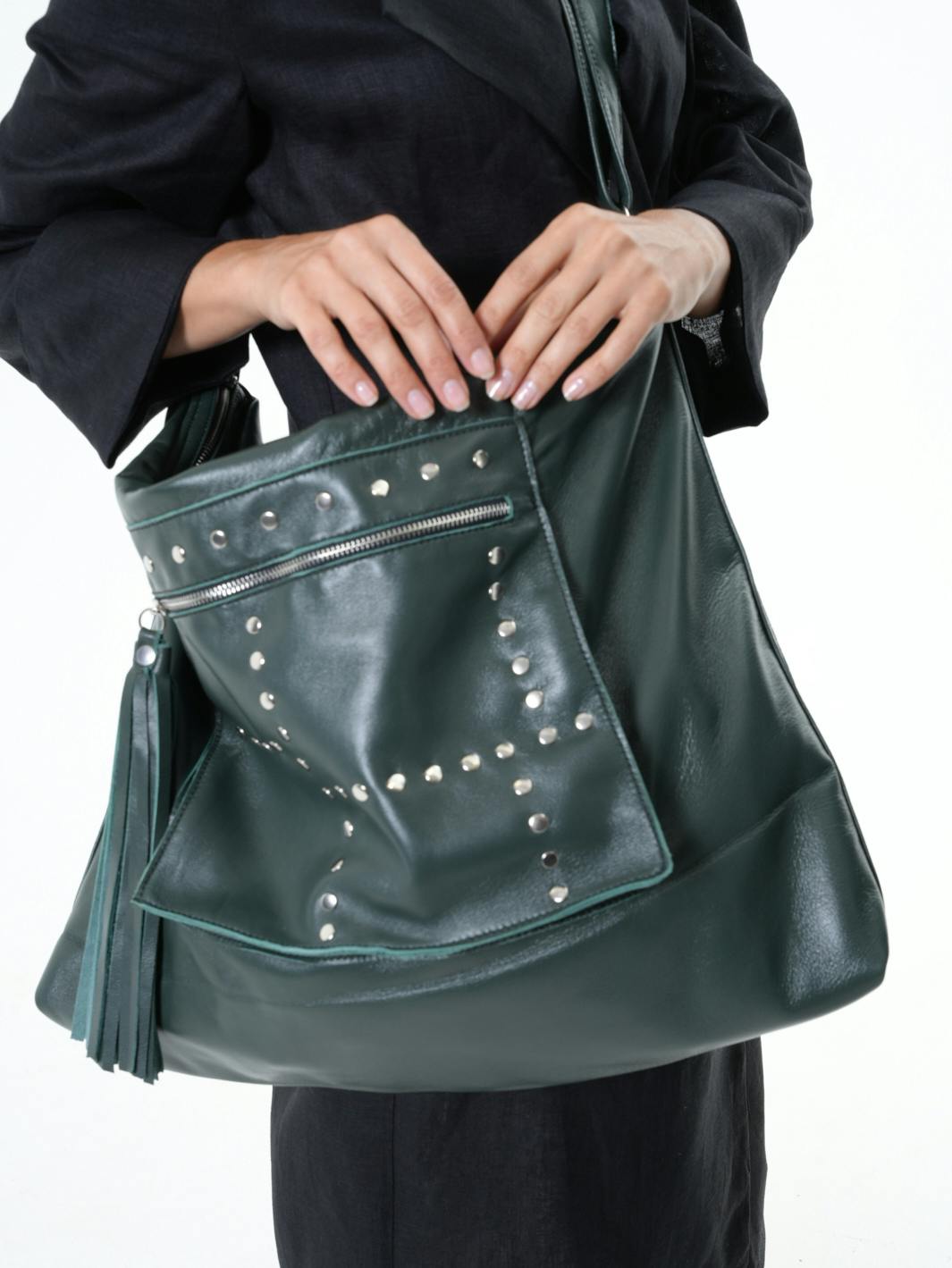 Thumbnail preview #8 for Oversized Slouchy Tote Bag In Green 