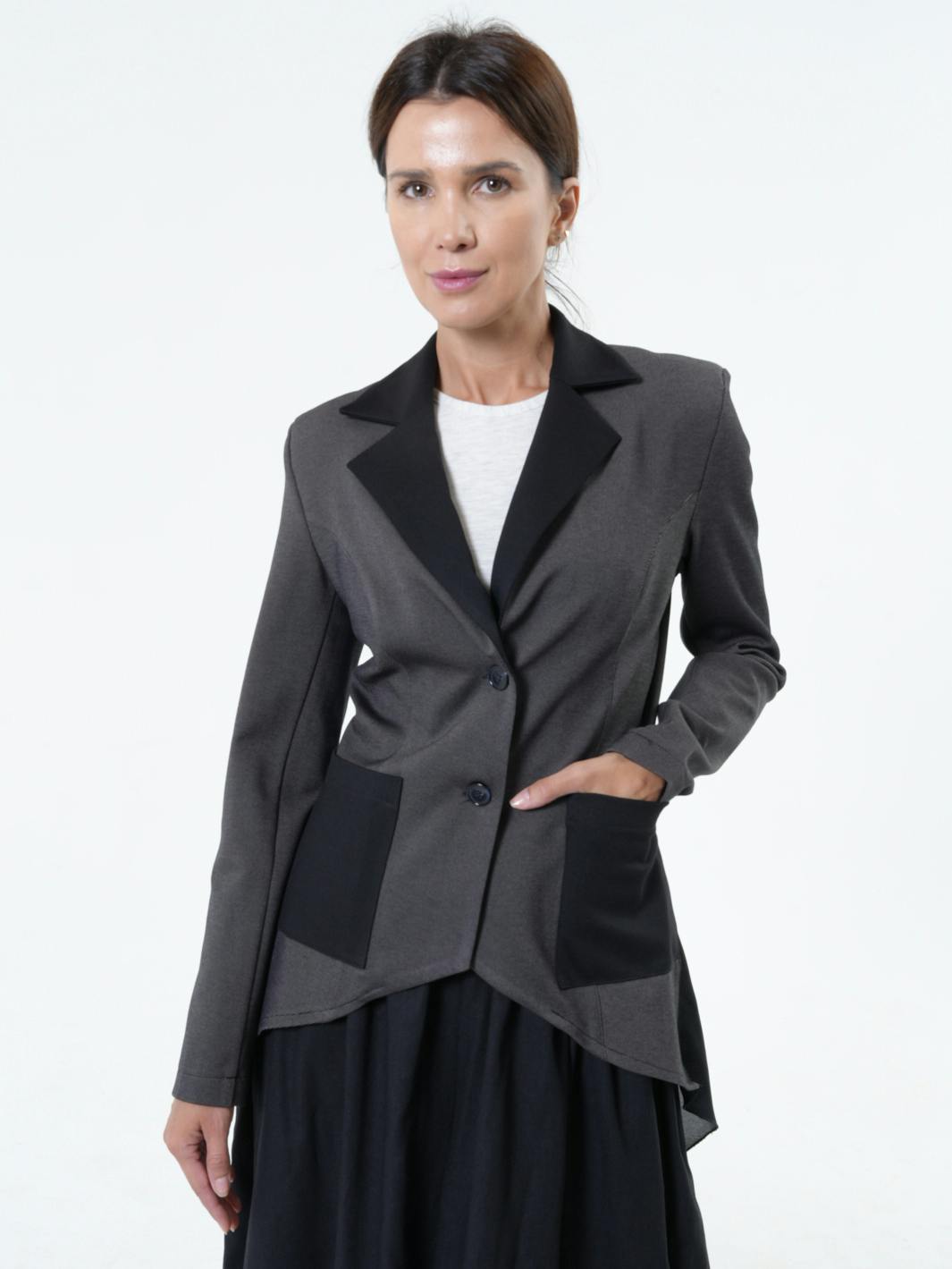 Asymmetric Blazer With Chiffon At The Back, a product by METAMORPHOZA