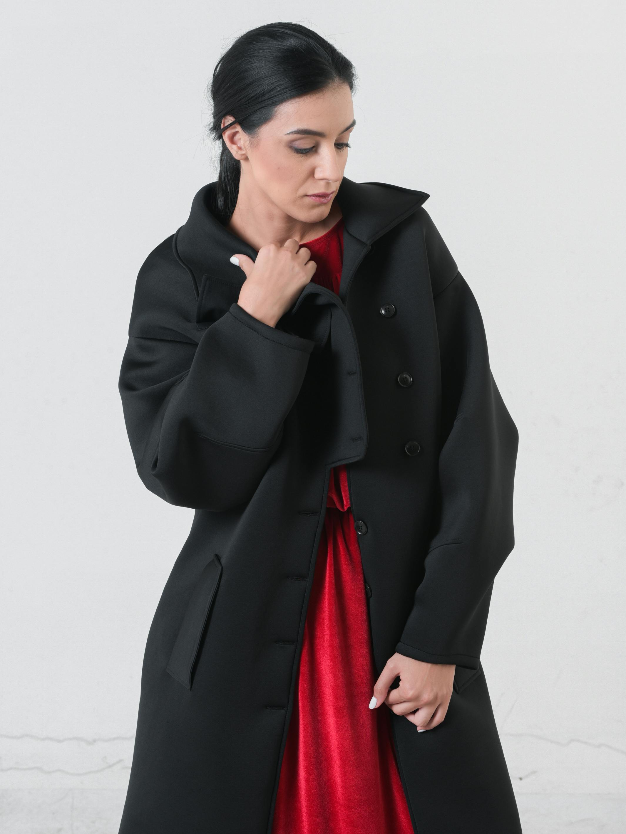 Thumbnail preview #8 for Long Black Neoprene Coat