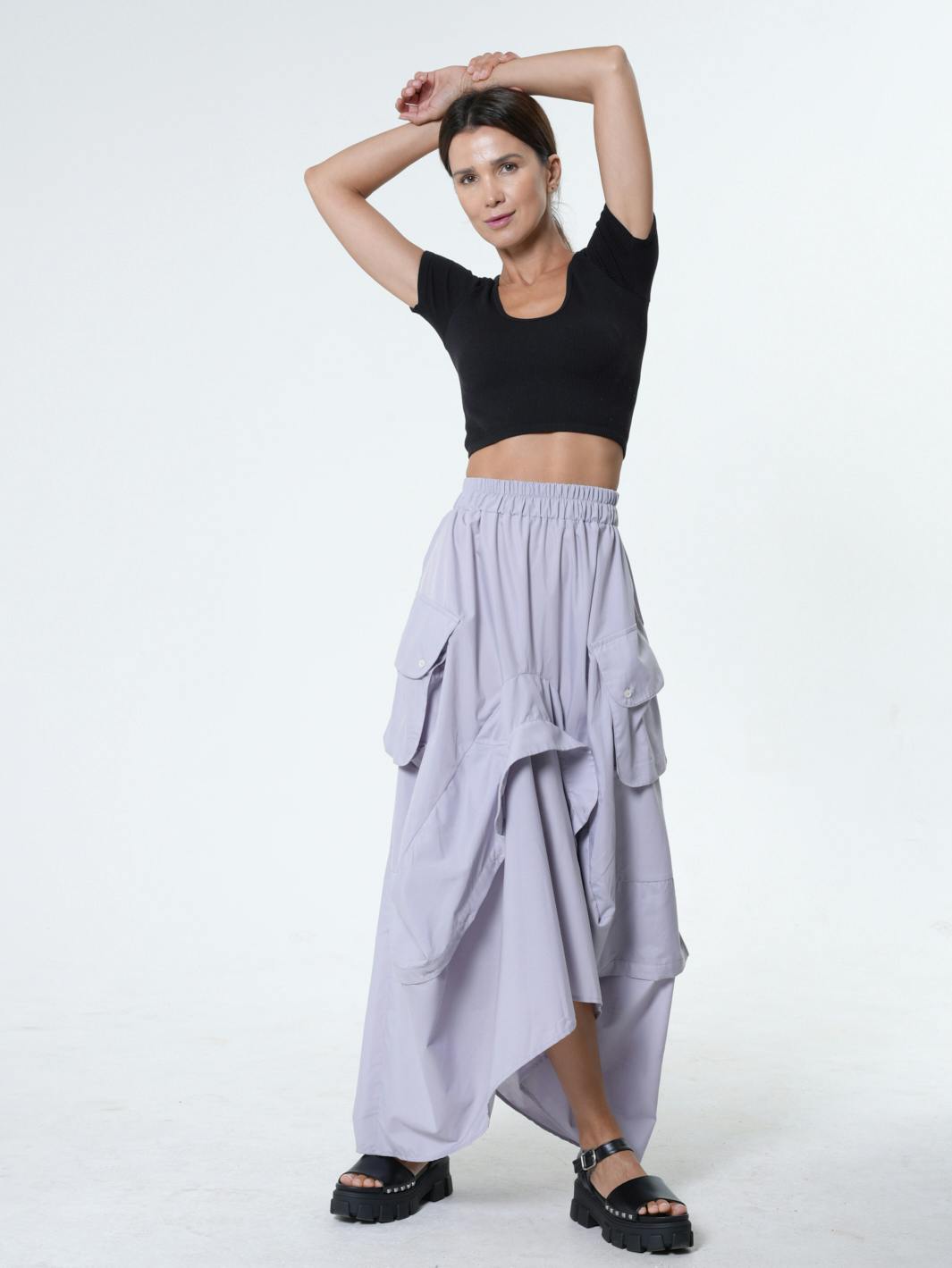 Thumbnail preview #8 for Maxi Skirt With Drapings In Gray