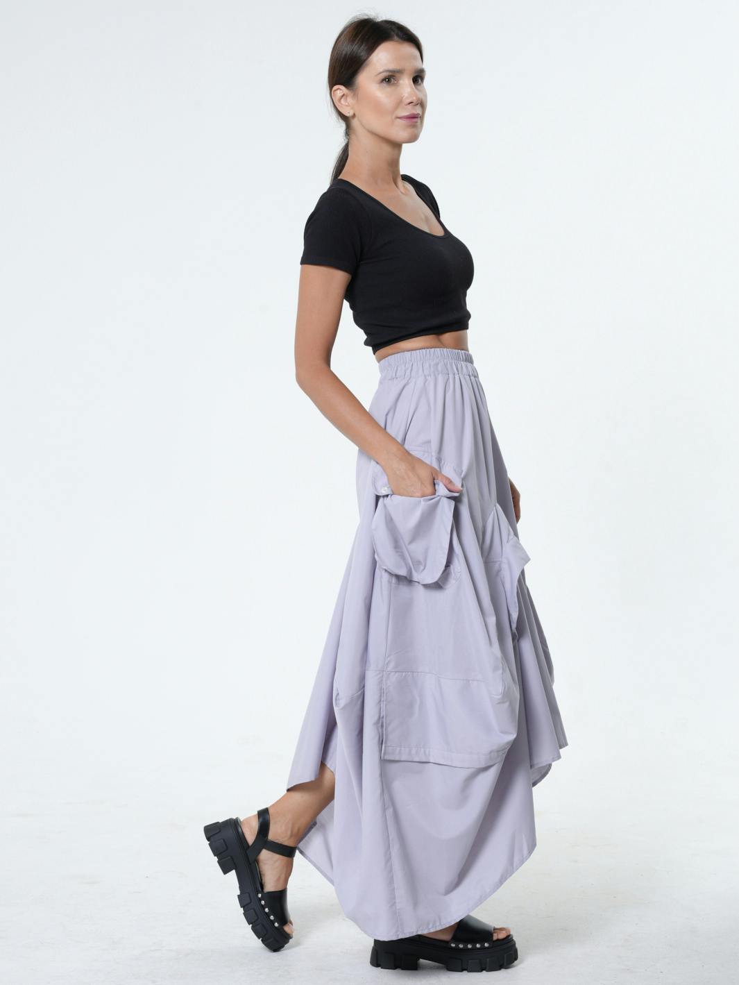 Thumbnail preview #5 for Maxi Skirt With Drapings In Gray