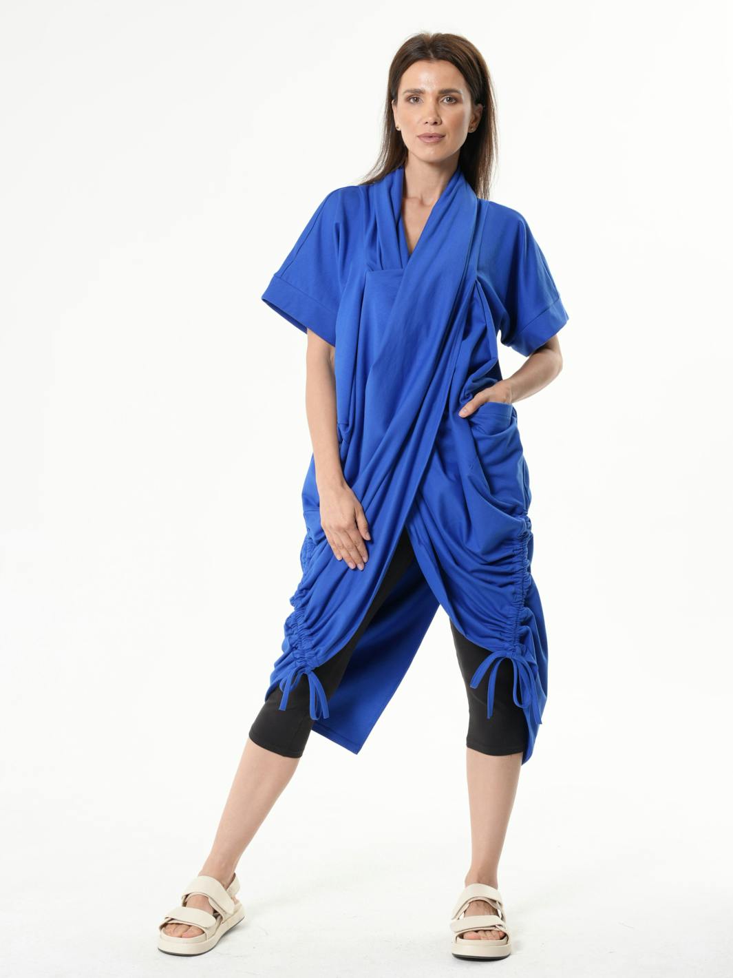 Thumbnail preview #2 for Extravagant Draped Tunic In Blue