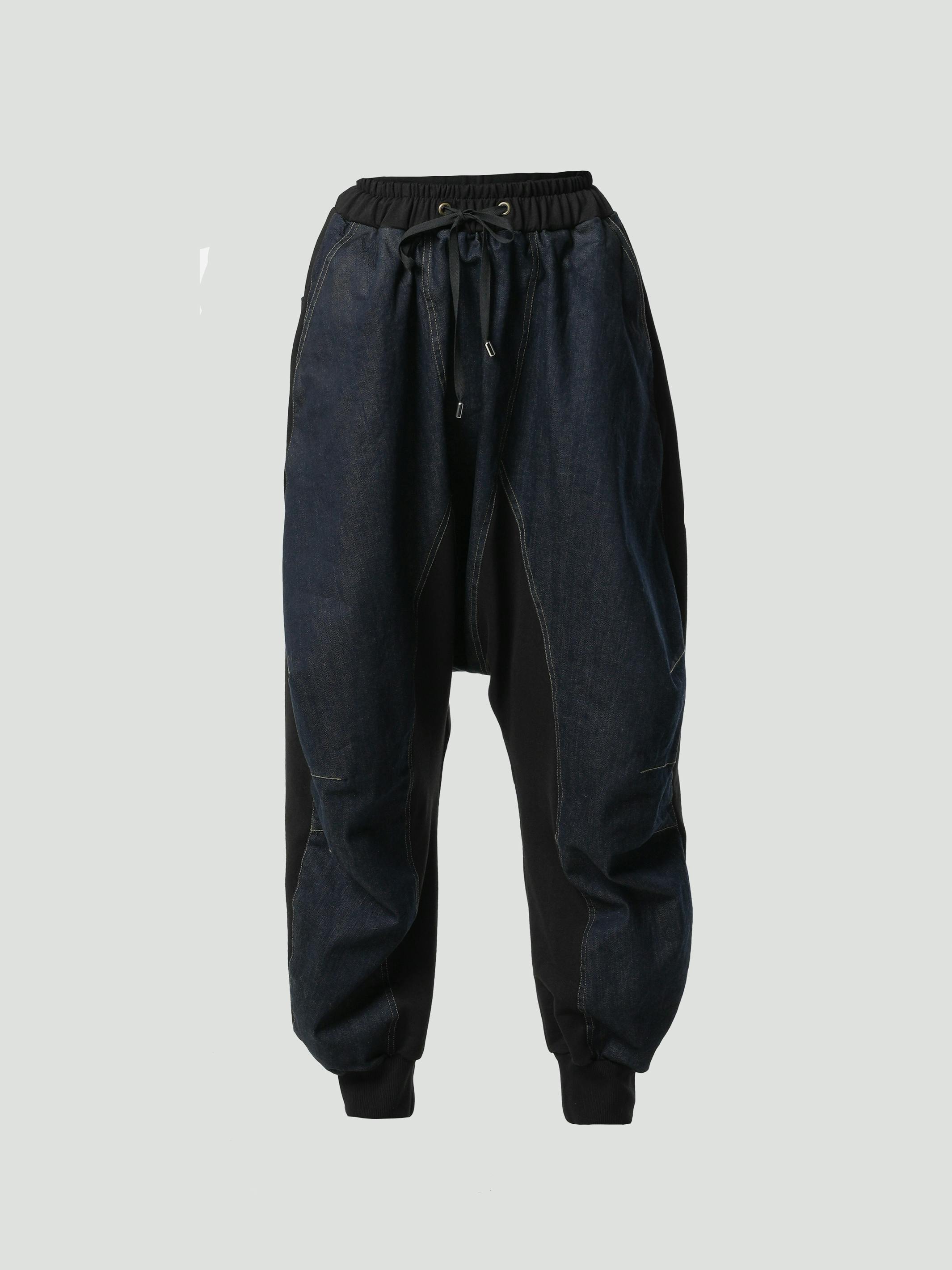 Thumbnail preview #5 for Drop-Crotch Denim Pants With Black Details