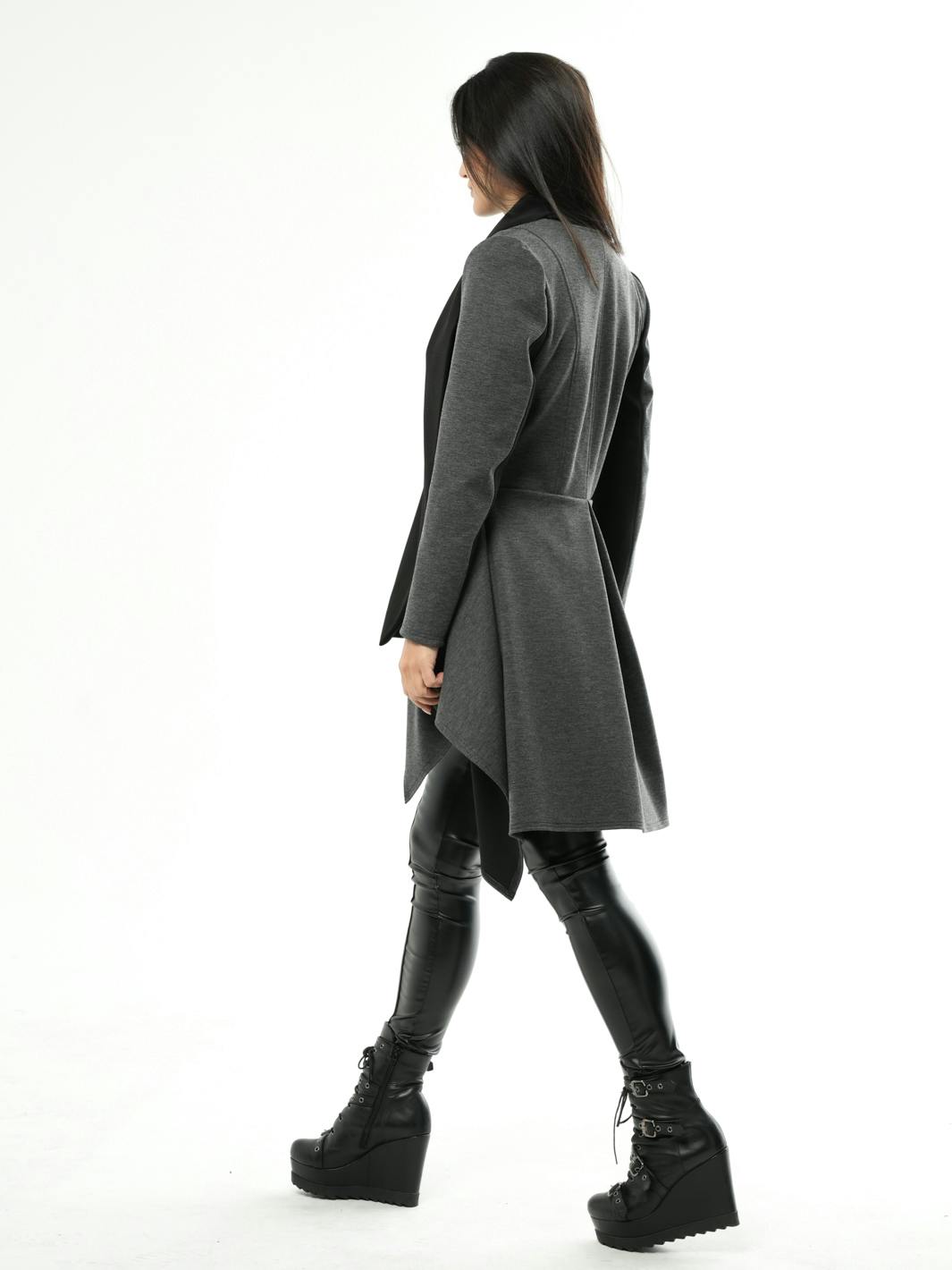 Thumbnail preview #4 for Asymmetric Coat With Scarf