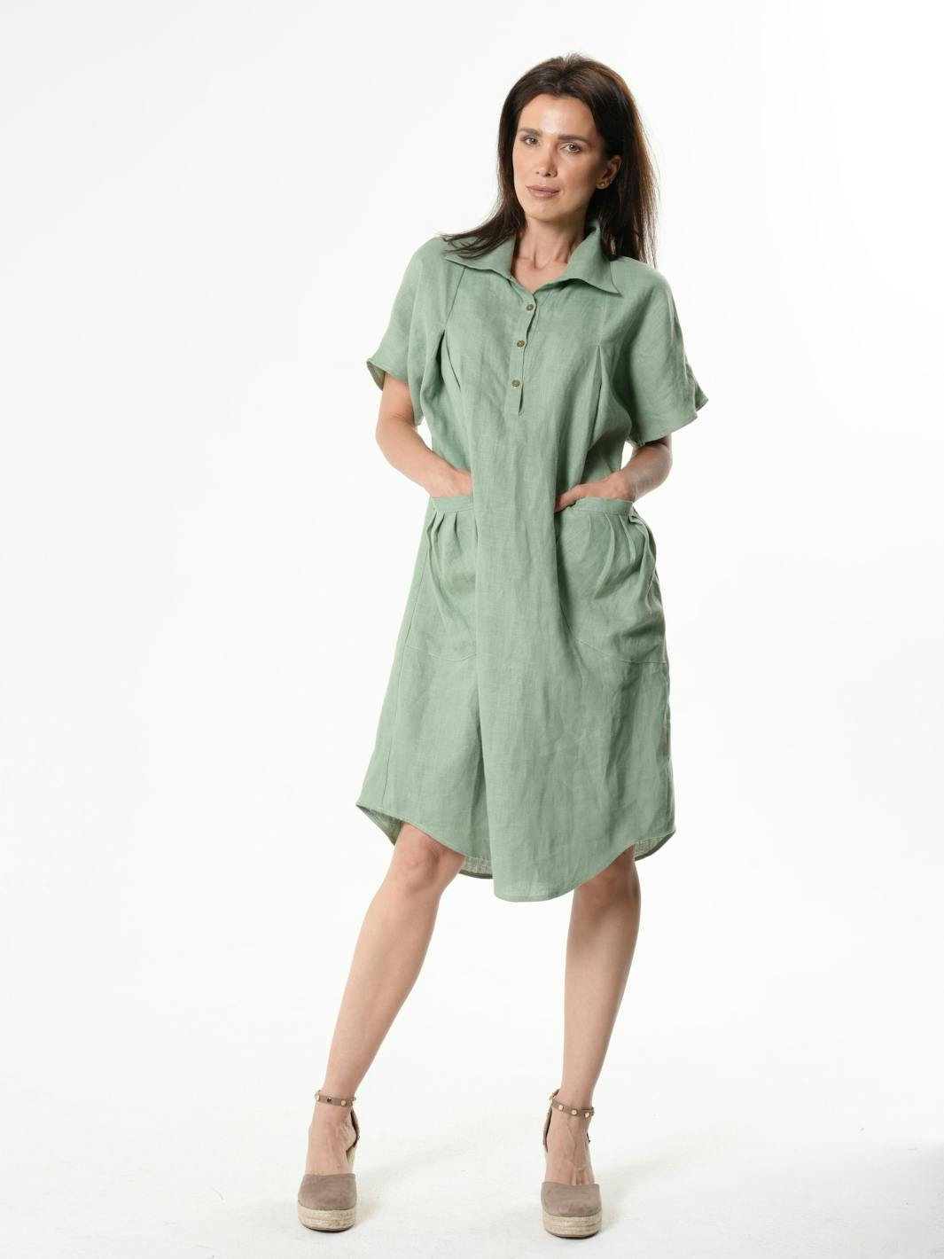 Midi Linen Dress With Side Pockets, a product by METAMORPHOZA