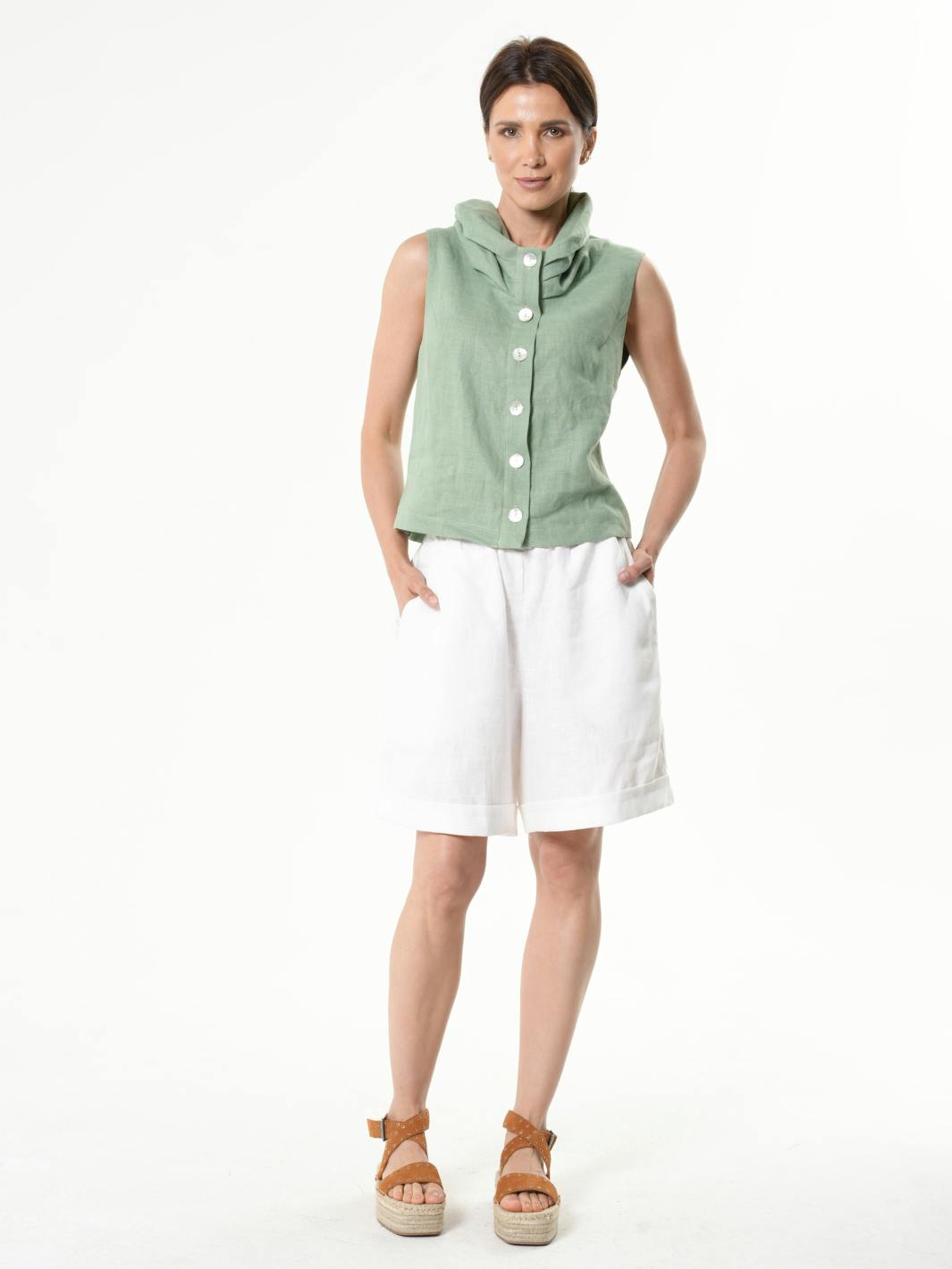 White Linen Shorts , a product by METAMORPHOZA