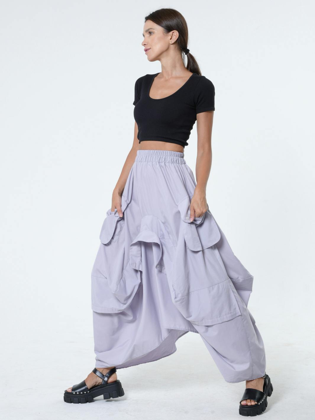 Thumbnail preview #2 for Maxi Skirt With Drapings In Gray