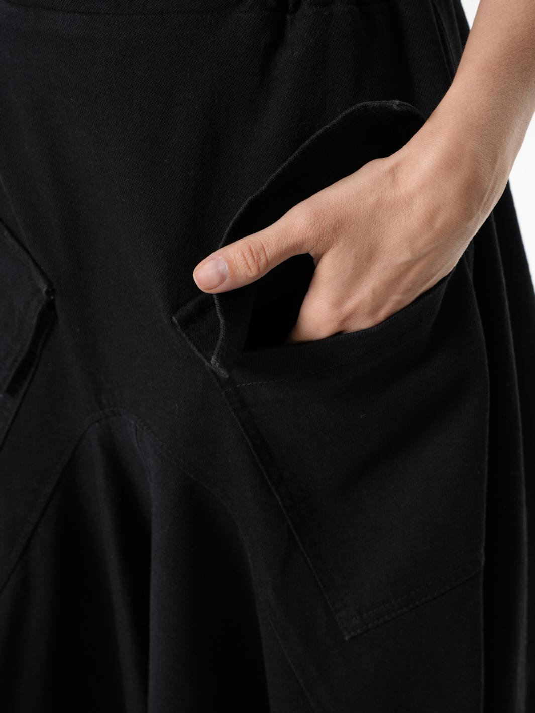 Thumbnail preview #6 for Asymmetrical Long Denim Skirt In Black