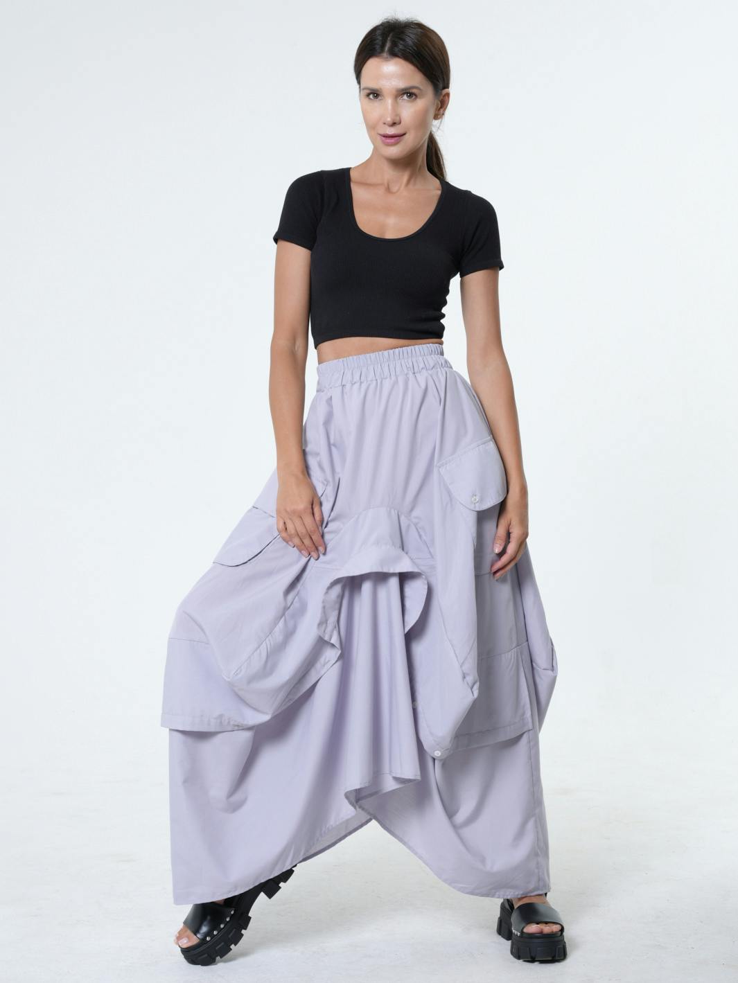 Thumbnail preview #7 for Maxi Skirt With Drapings In Gray