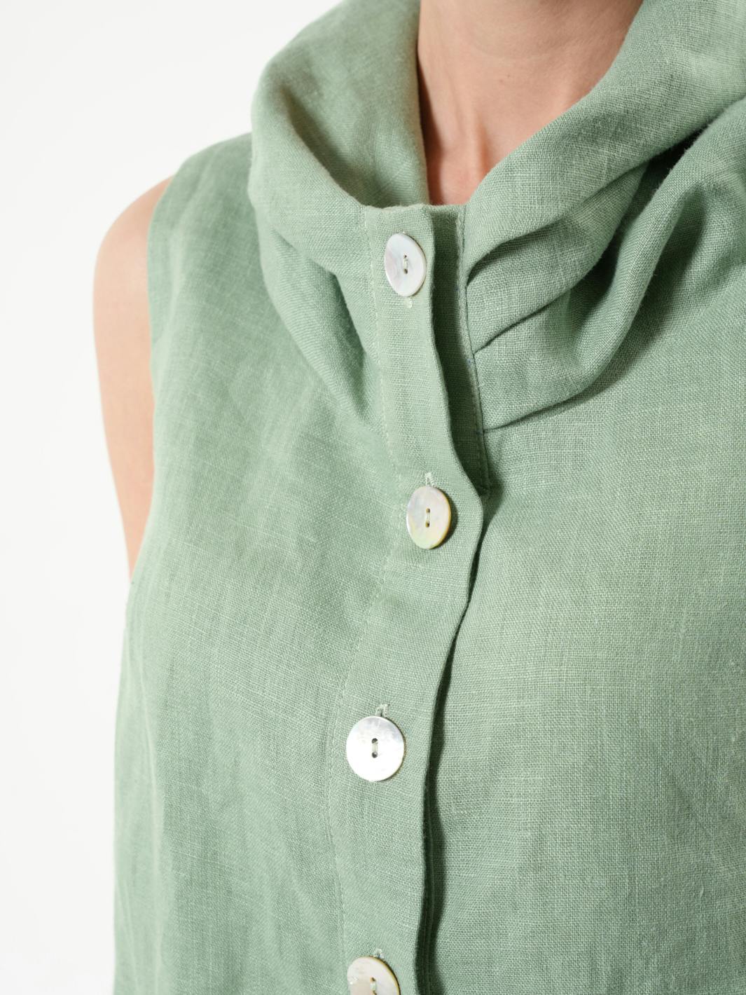 Thumbnail preview #6 for  Buttoned Sleeveless Linen Top