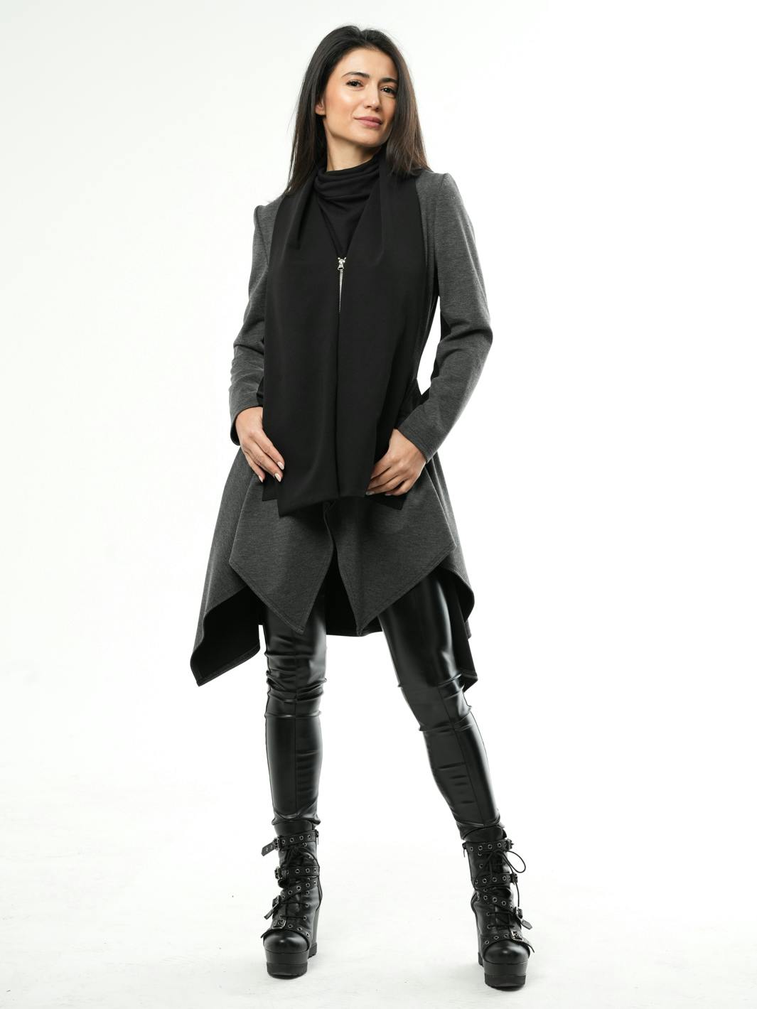 Thumbnail preview #0 for Asymmetric Coat With Scarf