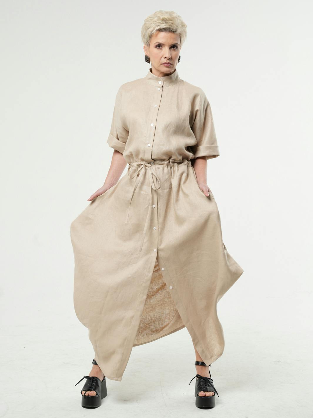Thumbnail preview #11 for Maxi Linen Shirt Dress