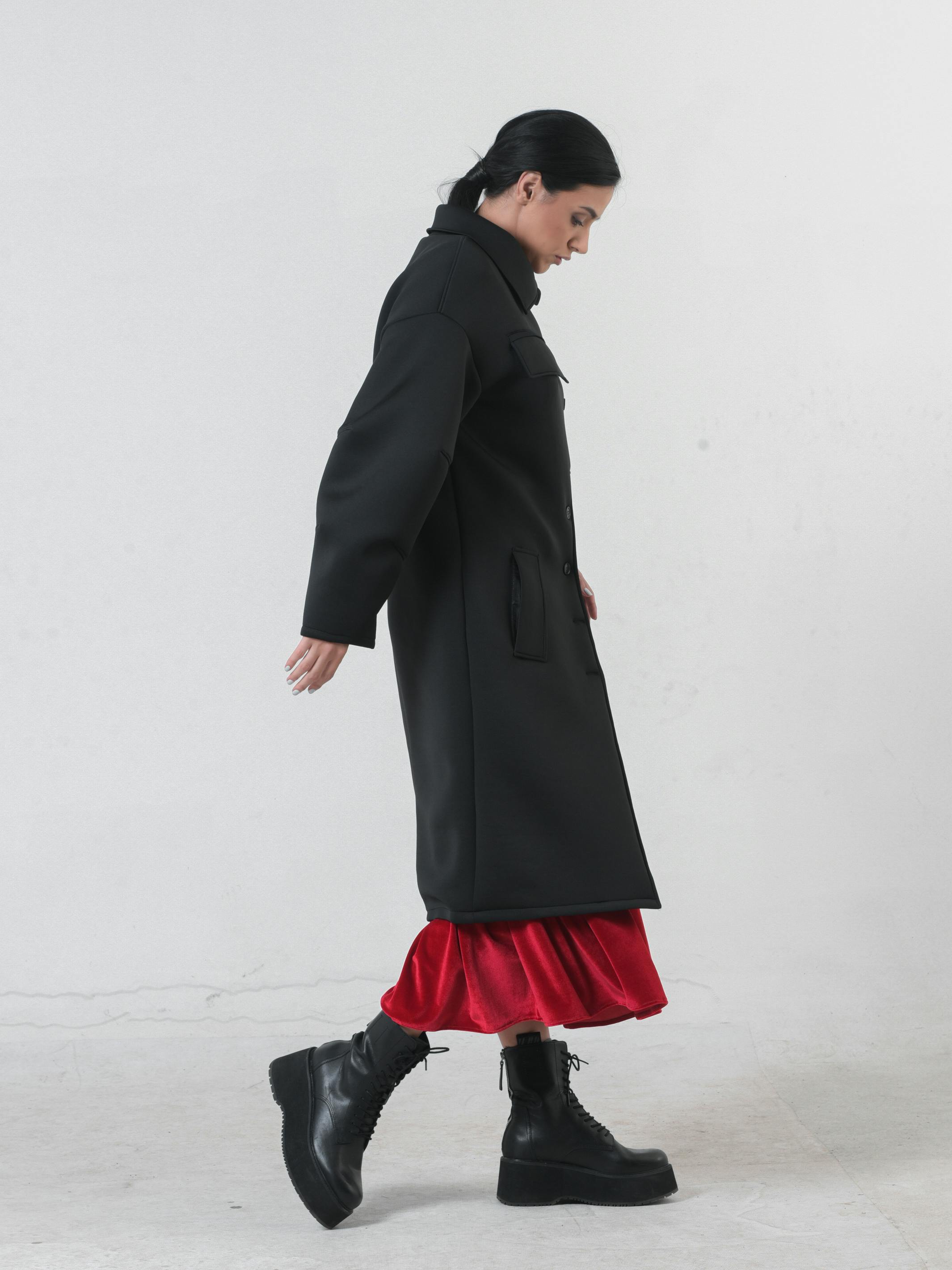 Thumbnail preview #3 for Long Black Neoprene Coat