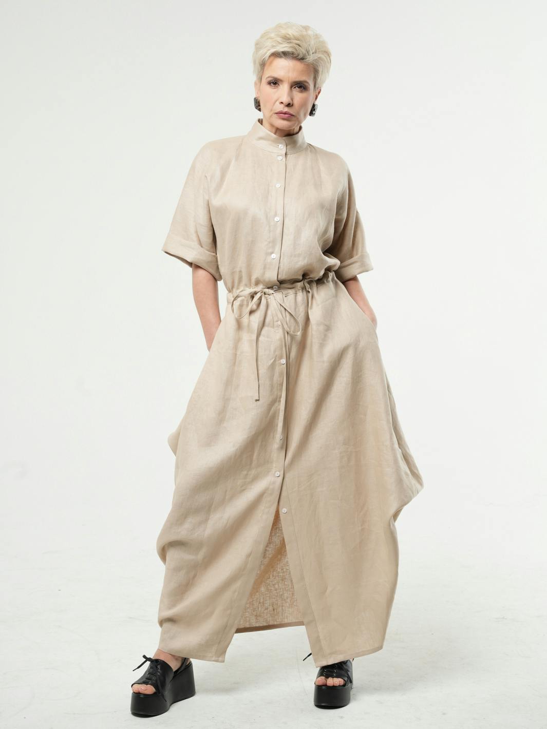 Thumbnail preview #18 for Maxi Linen Shirt Dress