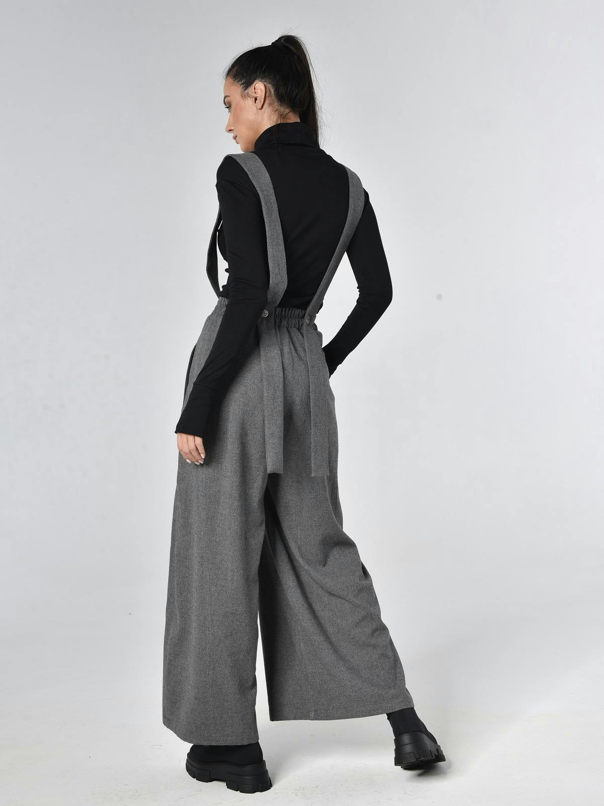 Thumbnail preview #5 for Wide-Leg Wool Pants With Suspenders 