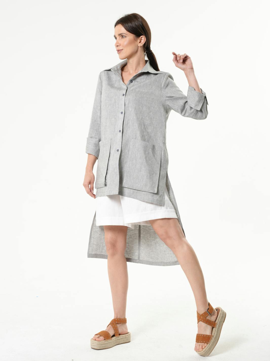 Thumbnail preview #8 for  Asymmetric Linen Shirt