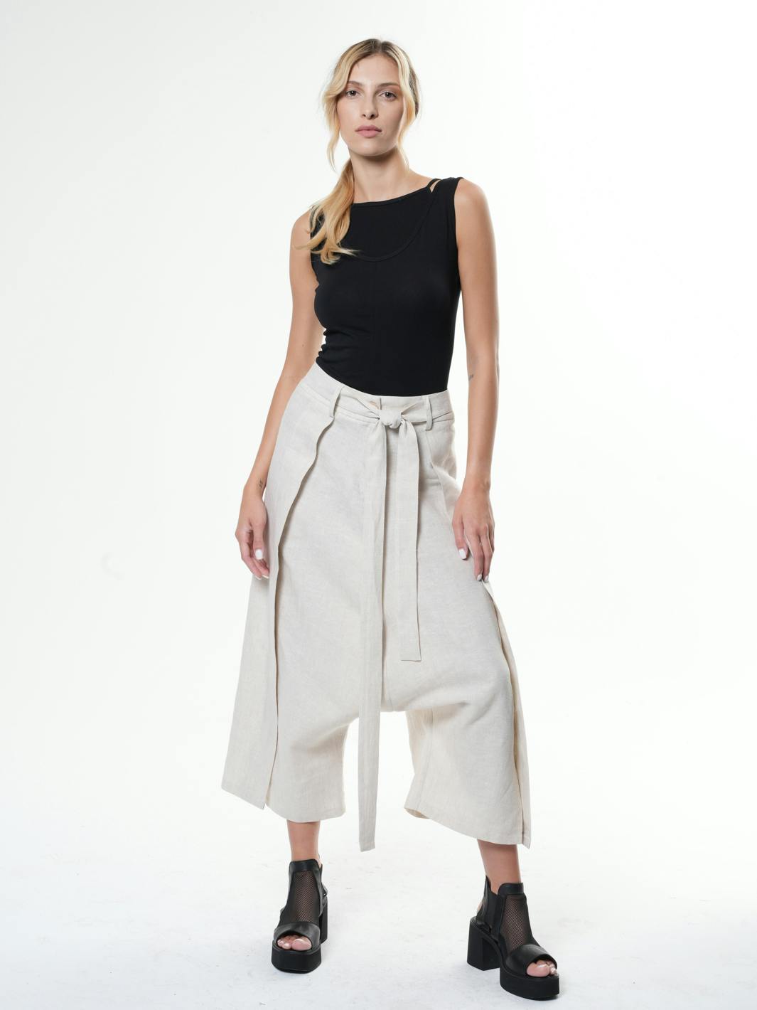 Belted Linen Harem Pants, a product by METAMORPHOZA