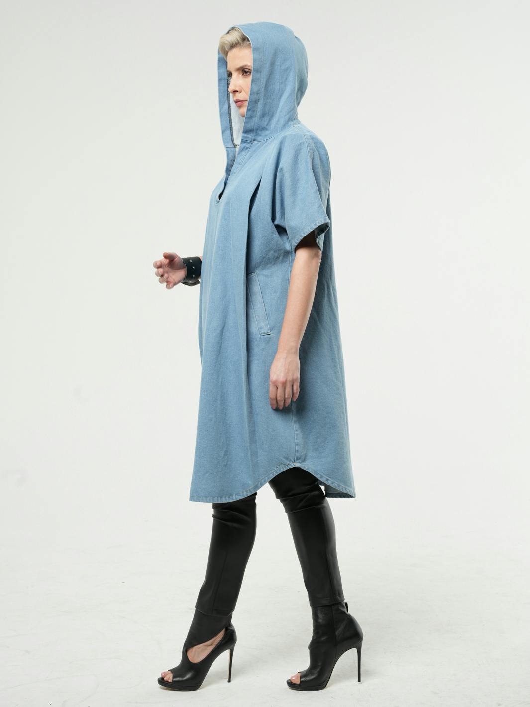 Thumbnail preview #1 for Oversized Denim Hooded Dress