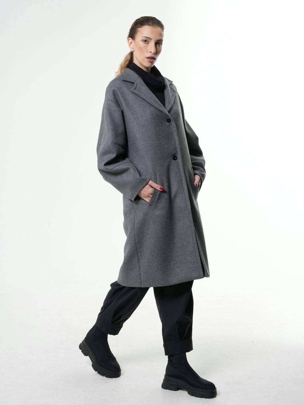 Thumbnail preview #2 for Long Gray Wool Coat 