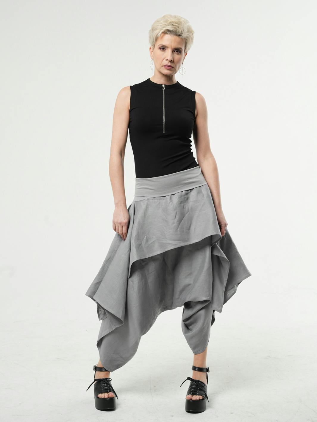 Thumbnail preview #7 for Linen Skirt Pants With Elastic Waist