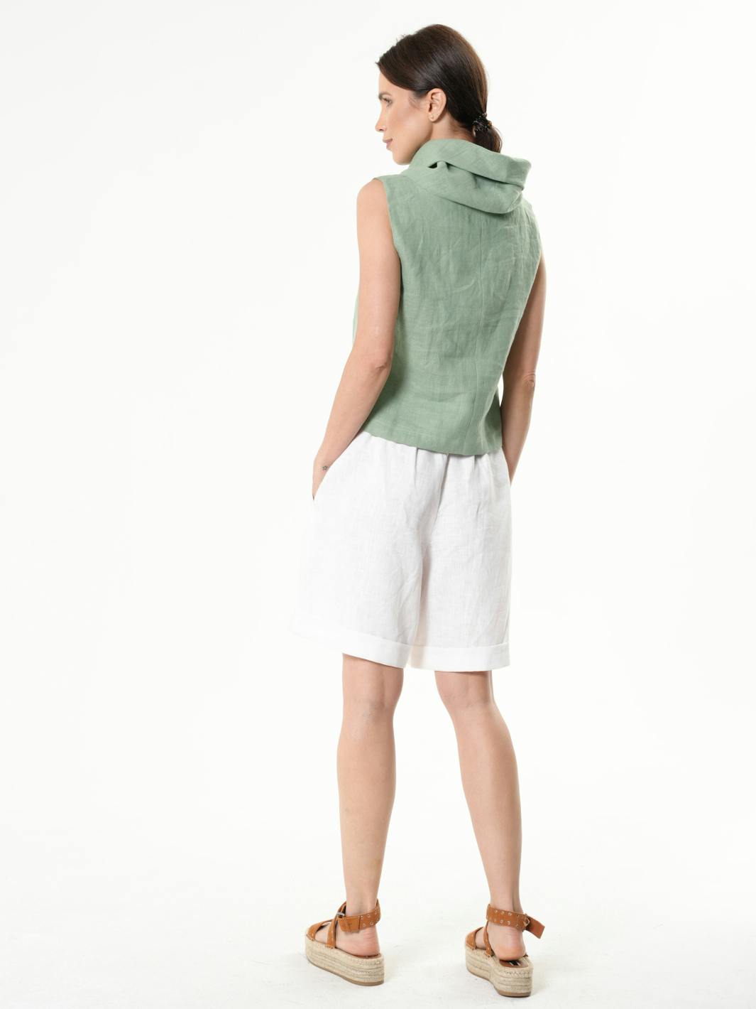 Thumbnail preview #4 for  Buttoned Sleeveless Linen Top